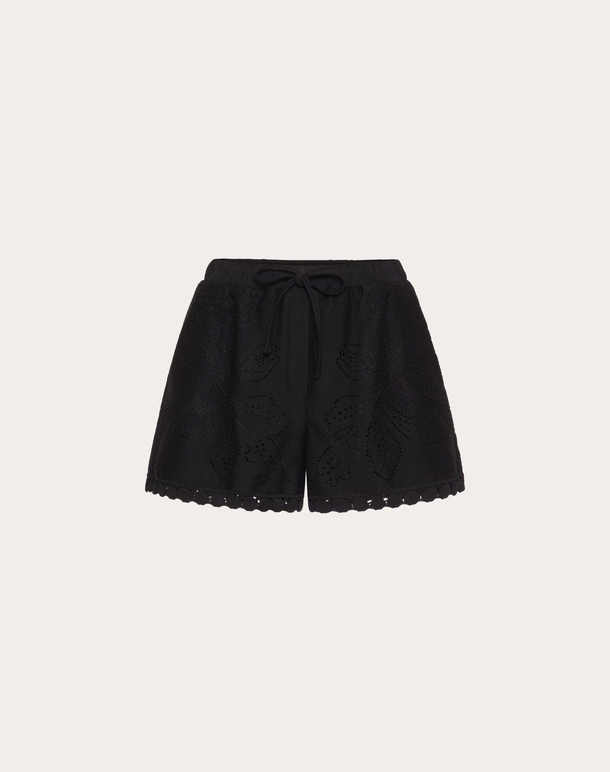 Valentino o1s1wg110525 Cotton Guipure Jardin Plat Shorts in Black Size 28" / US 6 / IT 42 - 1 Thumbnail
