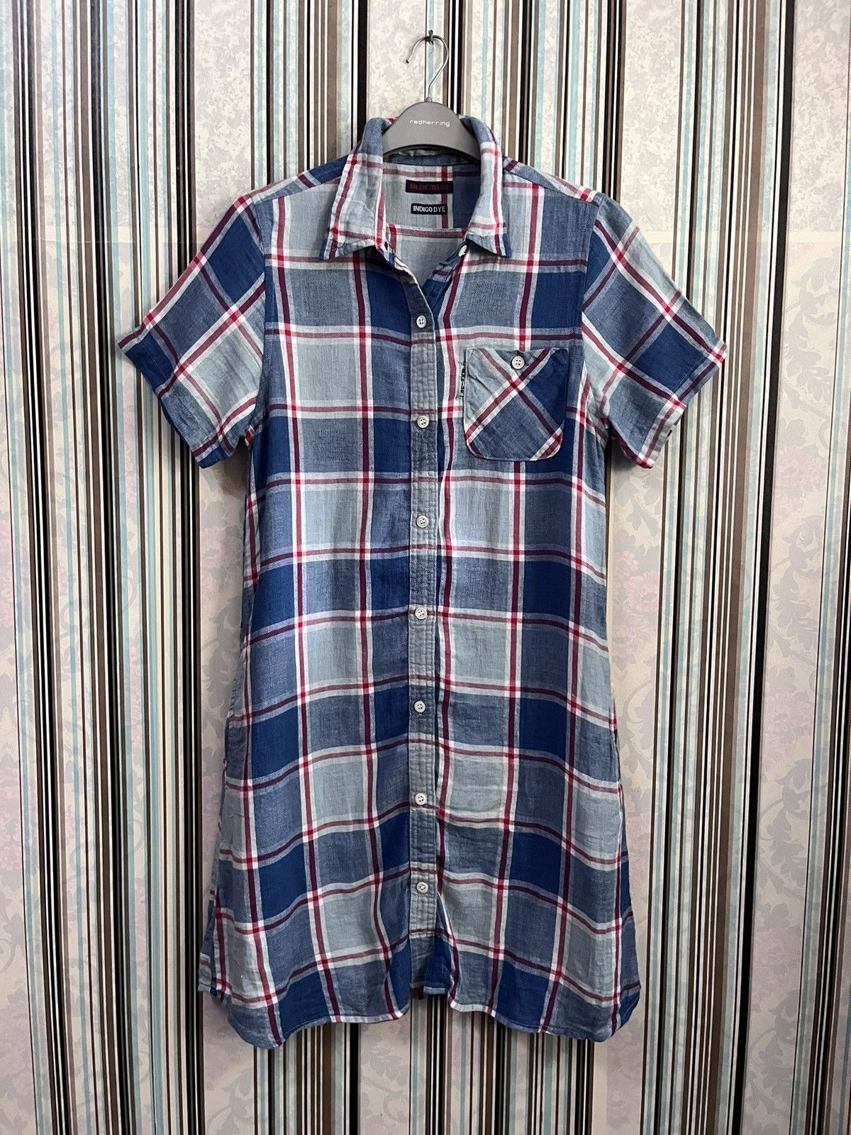 Blue Blue Japan 1990s Sashiko plaid button up #F3 Size S / US 4 / IT 40 - 2 Thumbnail