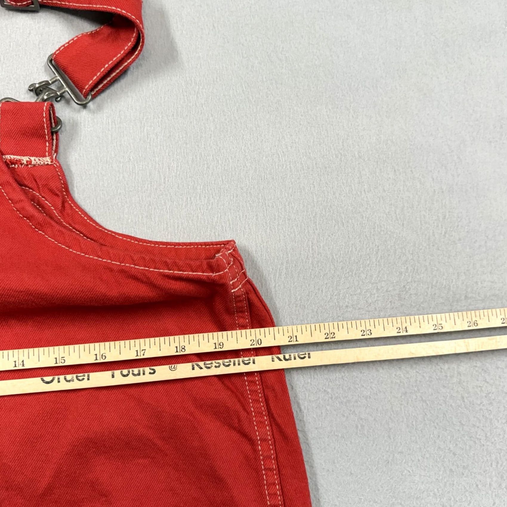 Vintage We The Free Overall Dress Womens Small Red Twill Pinafore Mini Pockets Size 28" / US 6 / IT 42 - 5 Thumbnail