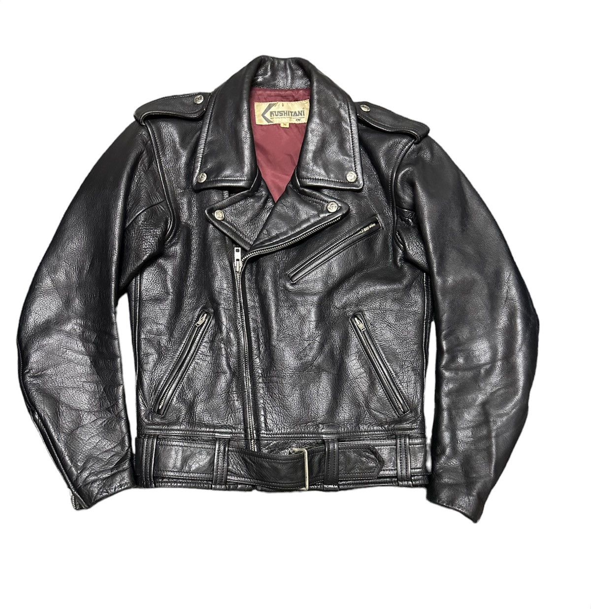 Vintage Vintage Kushitani leather double collar bikers jacket Size US S / EU 44-46 / 1 - 1 Thumbnail