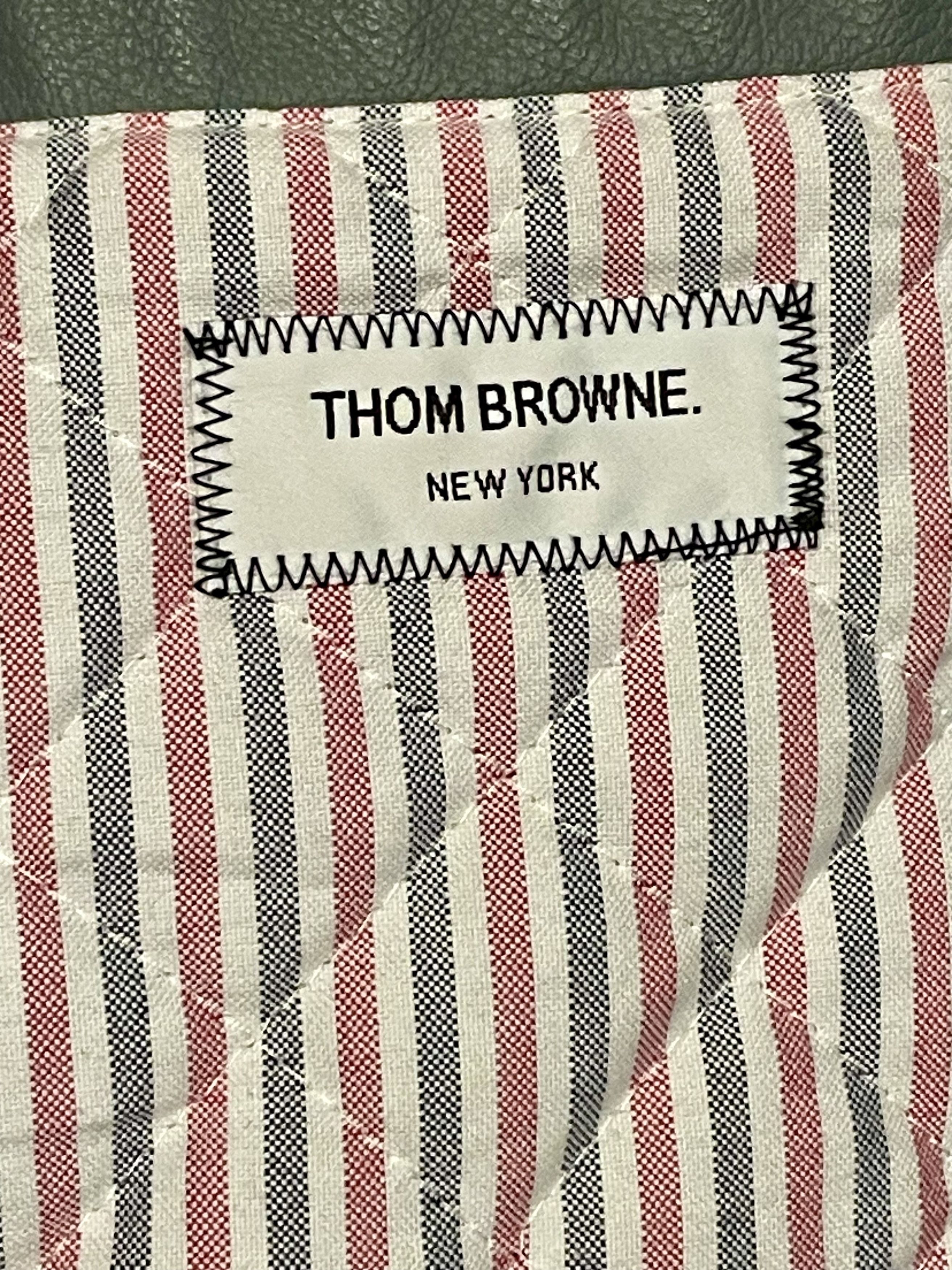 Thom Browne Thom Browne VARSITY JACKET W/ LEATHER SLEEVES IN MACKINTOSH Size US M / EU 48-50 / 2 - 5 Thumbnail