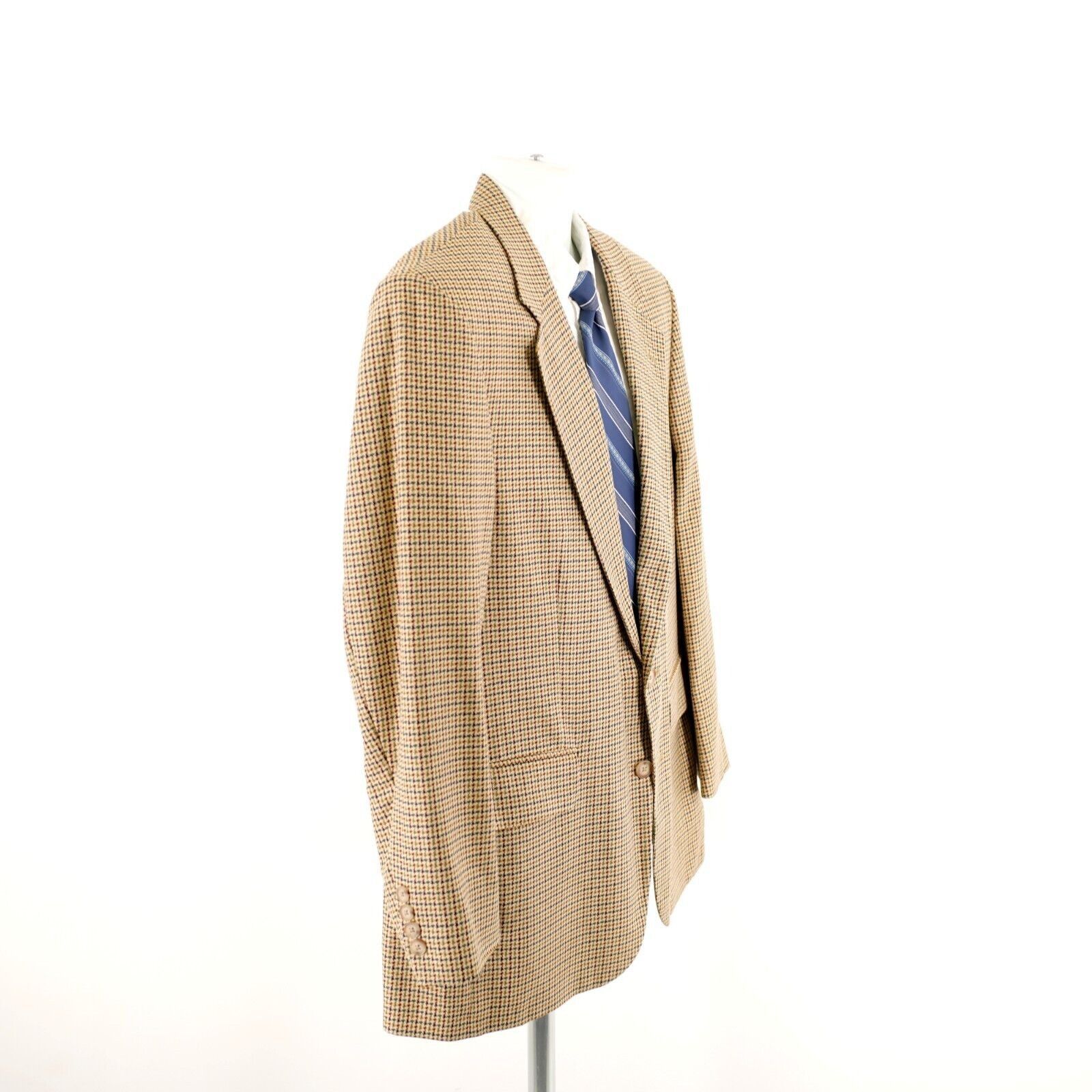 Lands' End Land's End Wool Silk Houndstooth 2 Button Sport Coat 42R Tan Size 42R - 8 Thumbnail