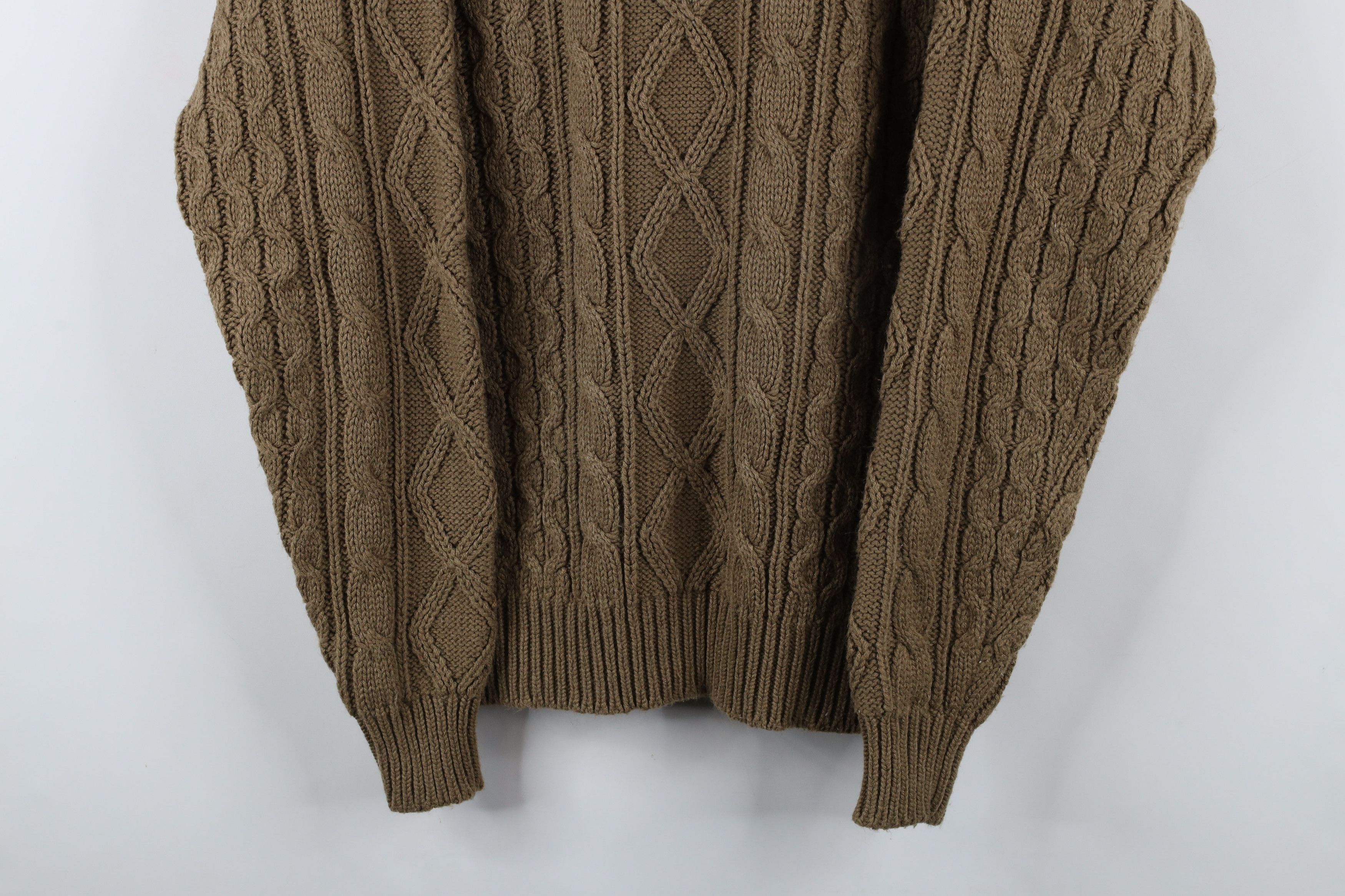 Vintage Vintage 90s Streetwear Cable Knit Fisherman Sweater Brown Size US L / EU 52-54 / 3 - 3 Thumbnail