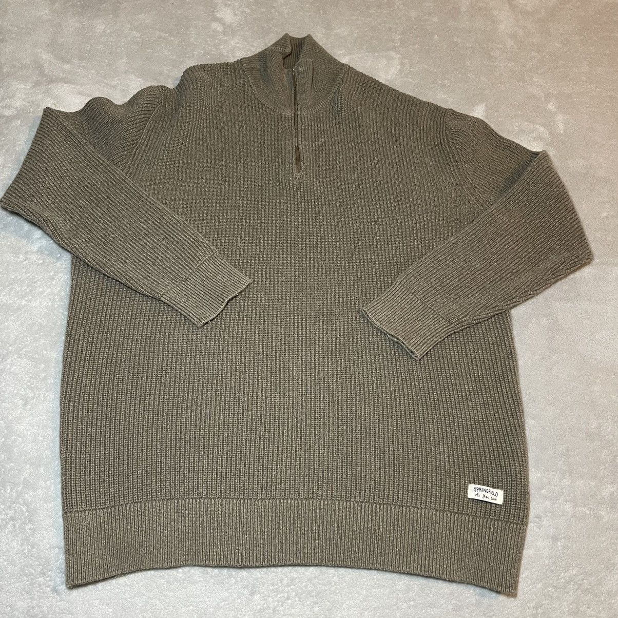 Springfield Springfield Men 2XL Brown Cotton 1/4 Zip Ribbed Knit Sweater Size US XXL / EU 58 / 5 - 1 Thumbnail