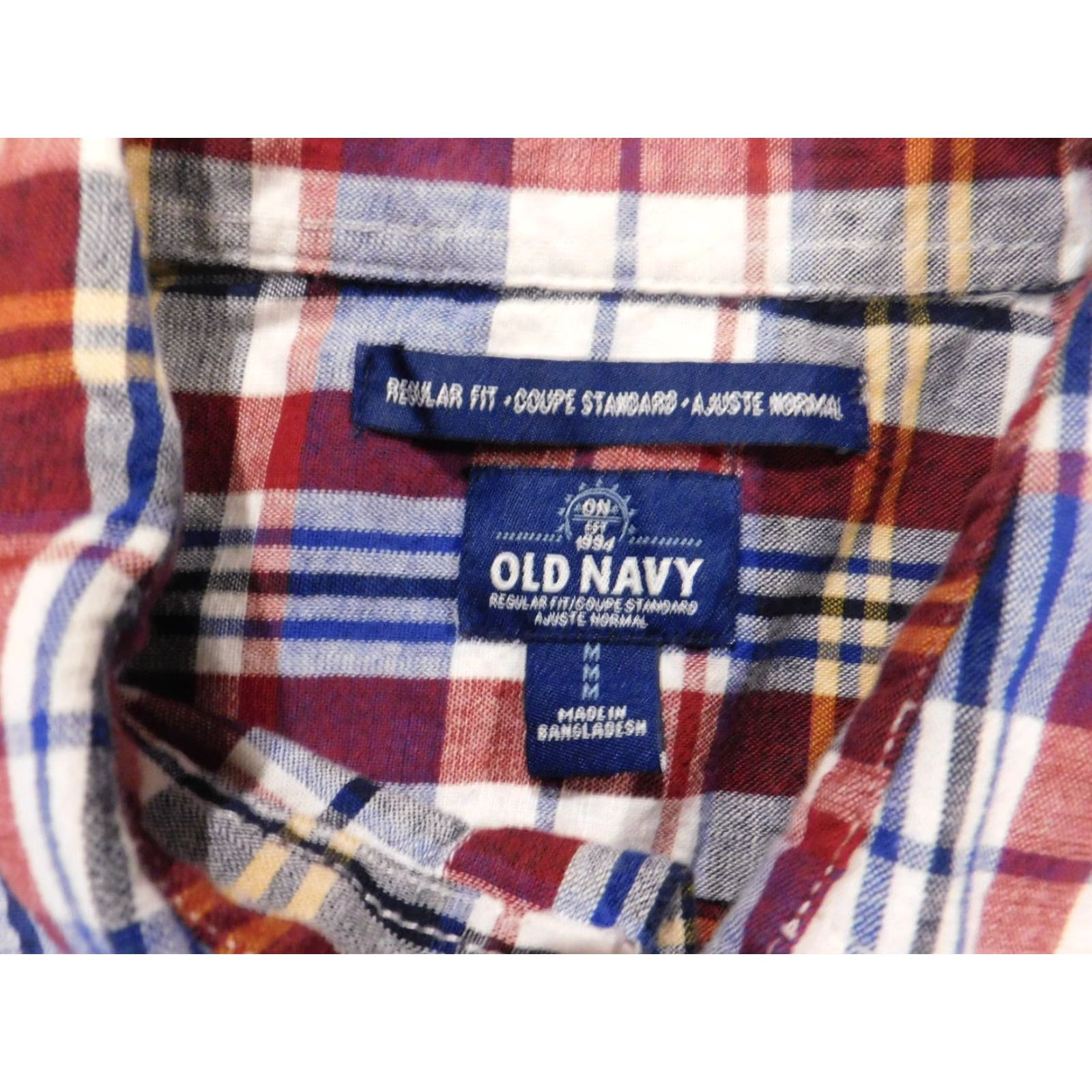 Old Navy Old Navy Mens Shirt M Red Plaid Button-Down Long Sleeve Collared Button-Up Casual Knit Cotton Regular Adult Mens Size US M / EU 48-50 / 2 - 5 Thumbnail