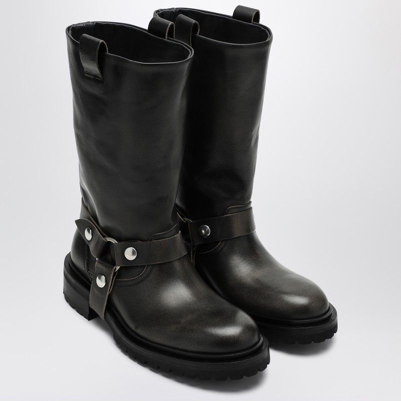 Golden Goose Kurt Boots In Black Leather With Buckle