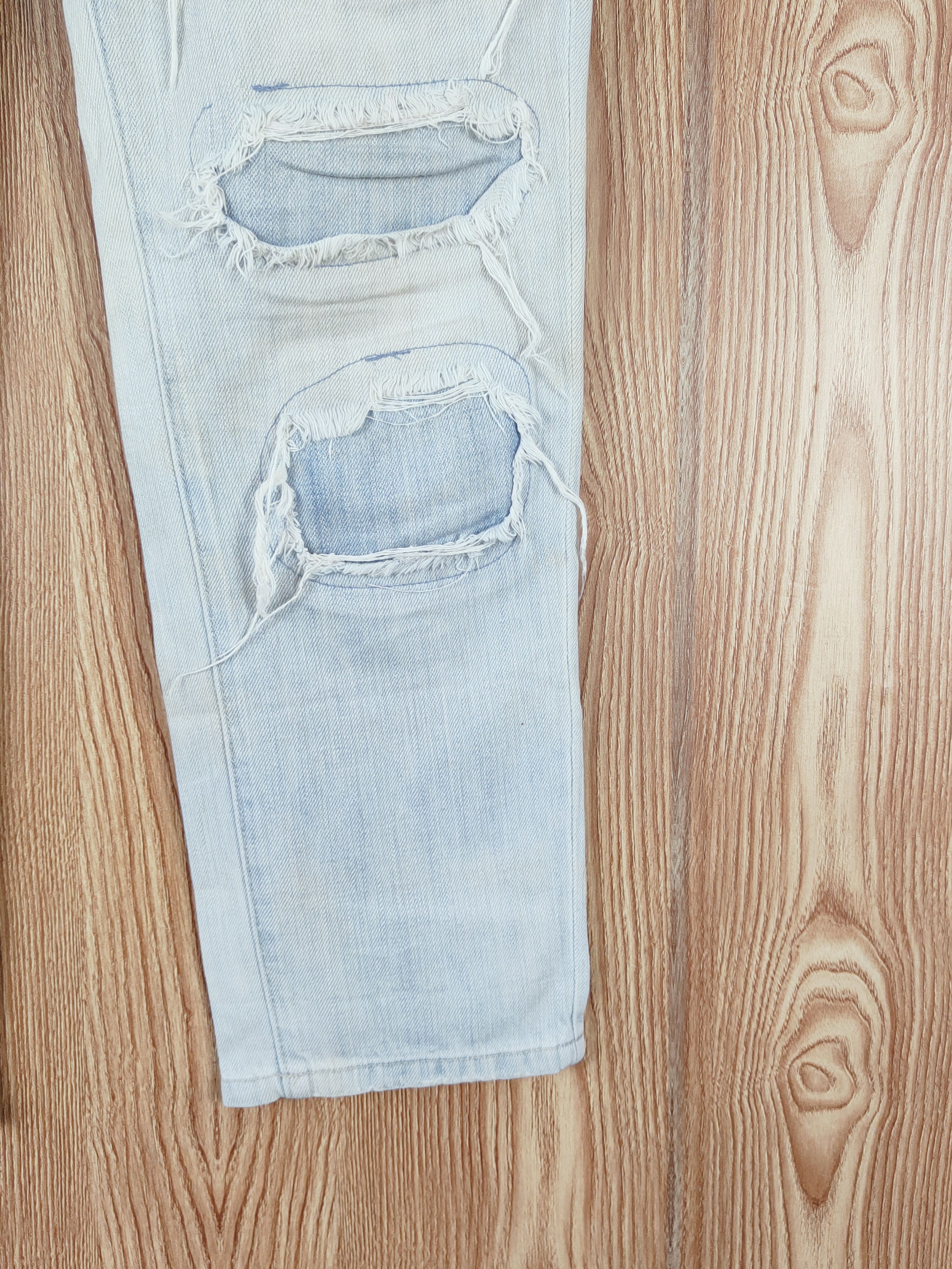 Japanese Brand × Vintage Back Number Blue Distressed Ripped Jeans #W509 Size 34" / US 12 / IT 48 - 6 Thumbnail