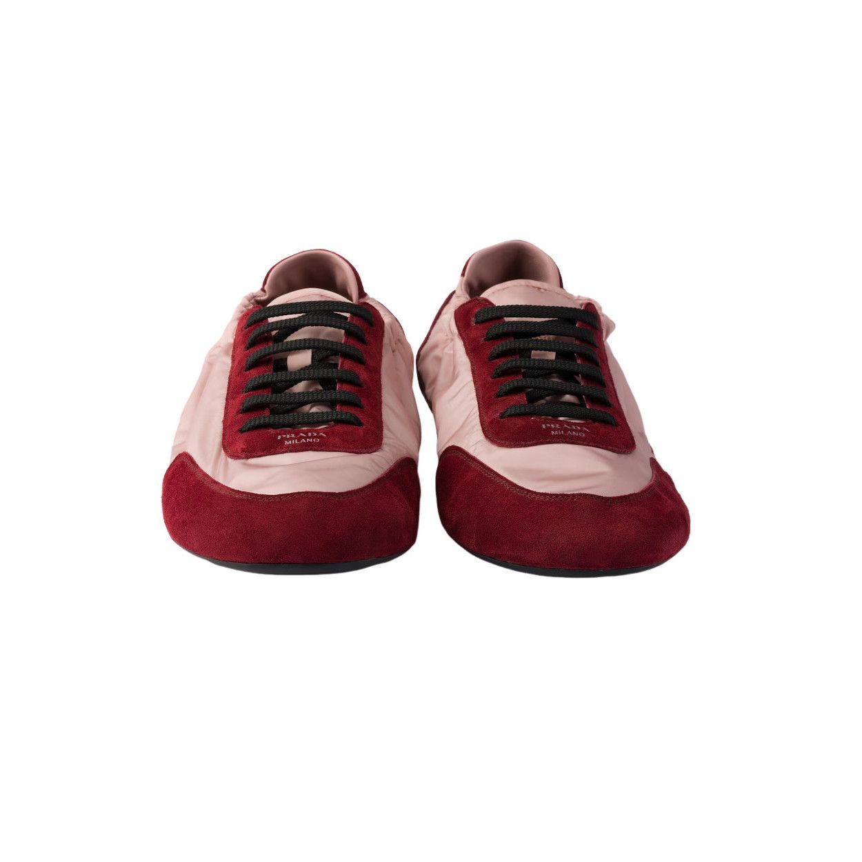PRADA Collapse $975 Peach/Crimson Re-Nylon/Suede Sneakers Ne