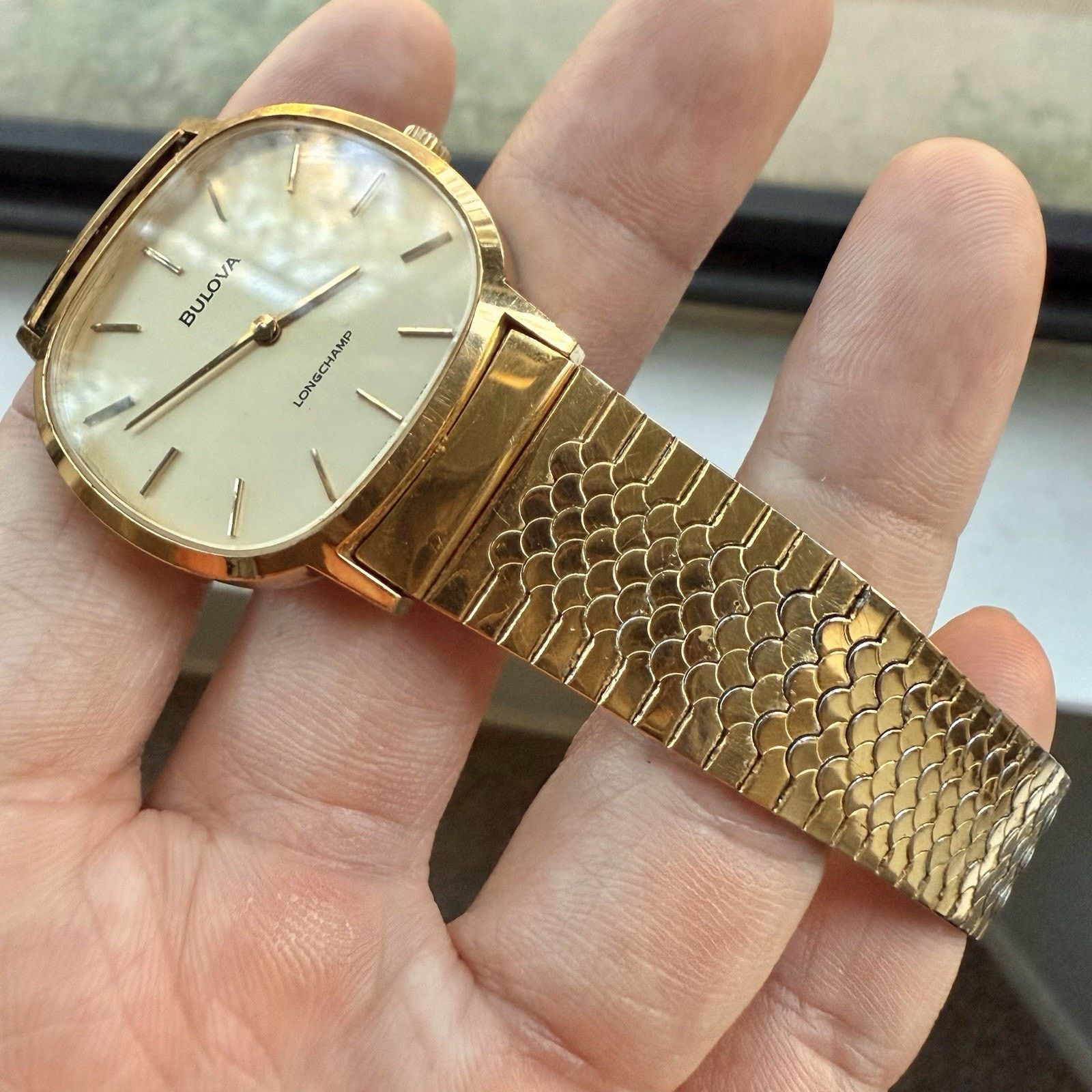 Bulova × Vintage Vintage Bulova Longchamp Swiss Watch Gold Tone Snake Scale Size ONE SIZE - 8 Thumbnail