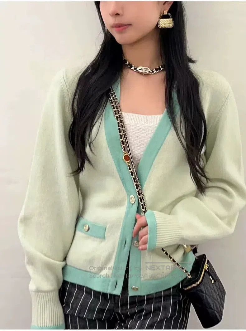 Chanel Chanel 23s Mint Green Cashmere Cardigan coat Size XXS / US 00 / IT 34 - 6 Thumbnail