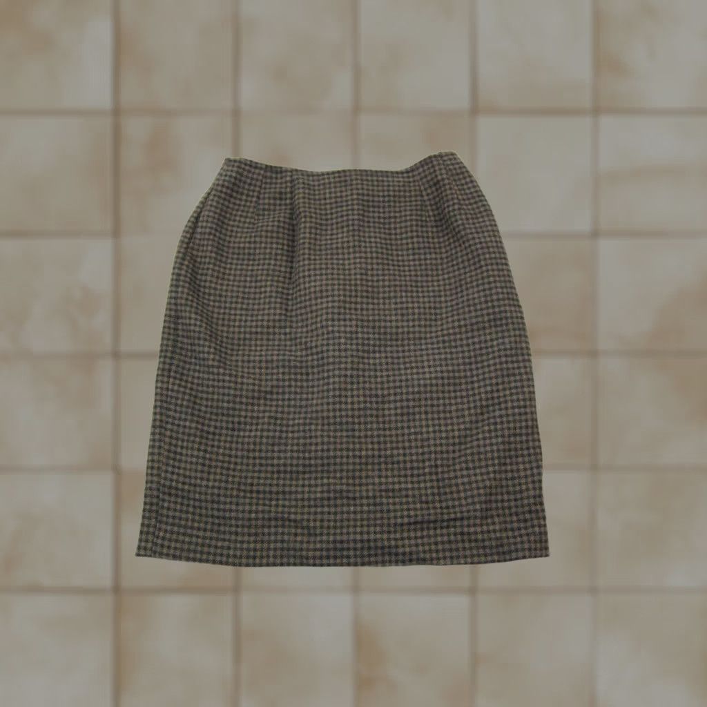 Vintage VINTAGE harvé benard Skirt Womens 14 Brown 100% Wool Gingham Mini 80s 90s City Preppy Retro Womens Size 36" / US 14 / IT 50 - 1 Thumbnail
