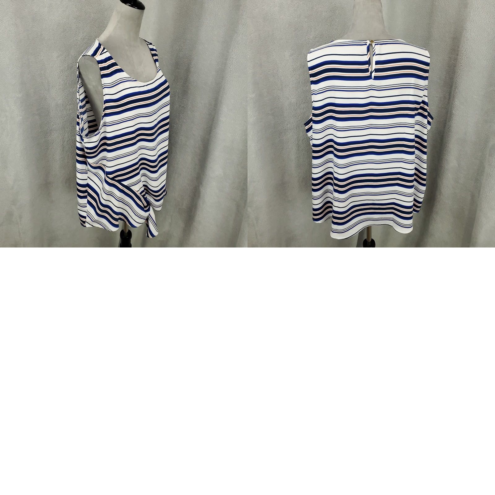Liz Claiborne Liz Claiborne Tank Top Womens XXL White Blue Orange Striped Tie Front 2XL Size XXL / US 16-18 / IT 52-54 - 8 Thumbnail