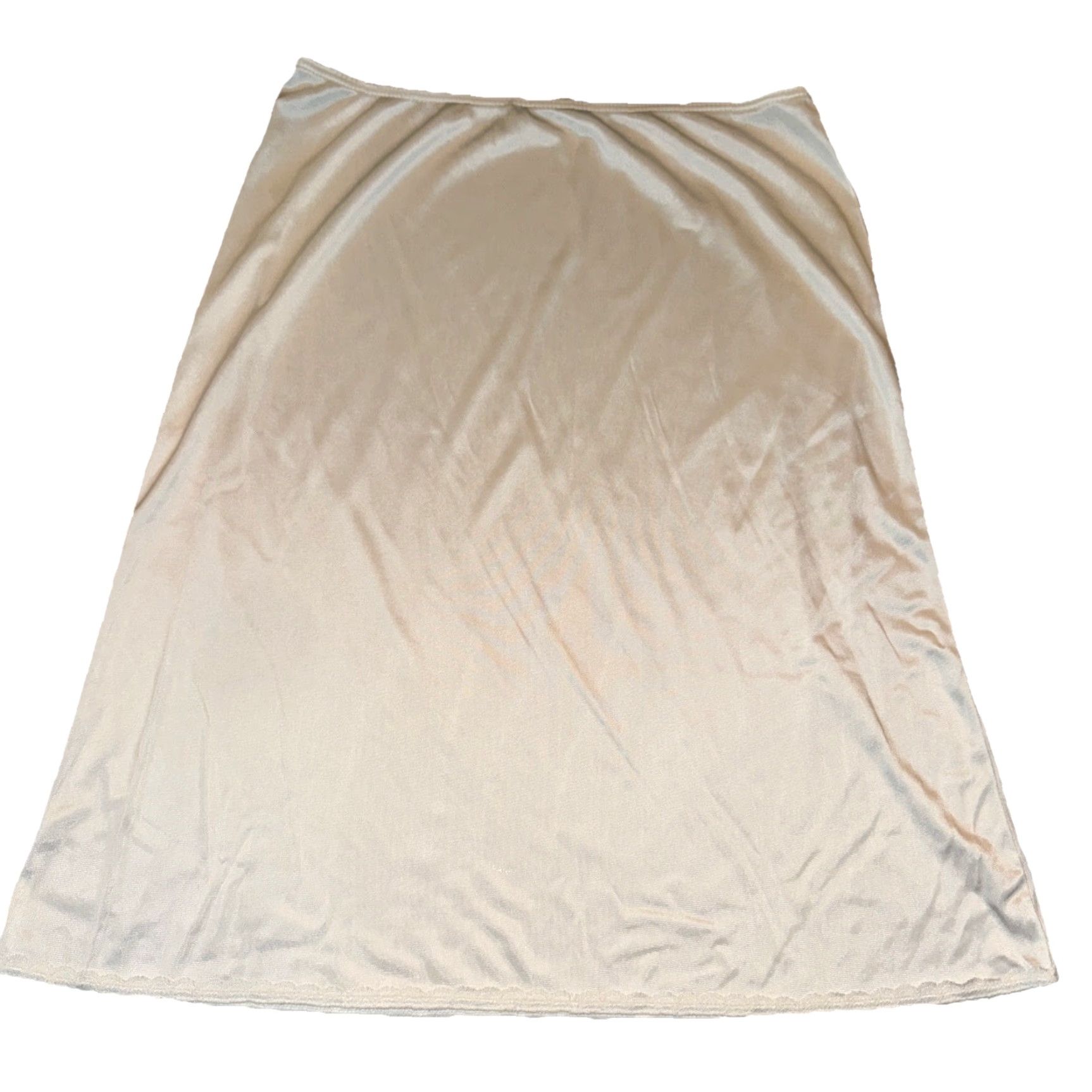 Vintage VINTAGE Vassarette Slip Women M Cream Nylon Half Lace Trim Secretary/Geek Look Mens Size ONE SIZE - 2 Thumbnail