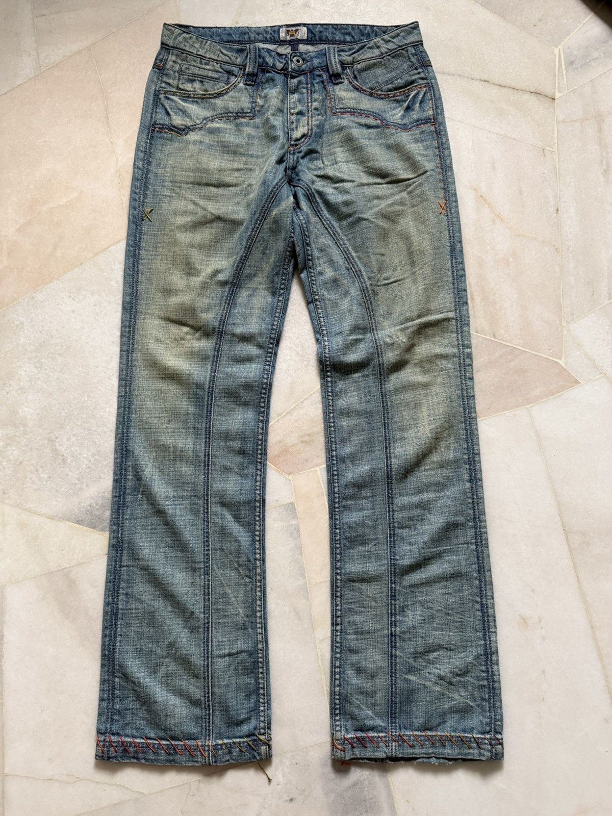 Japanese Brand Vintage 90s antik Denim Usa Flare jeans Size US 32 / EU 48 - 2 Thumbnail