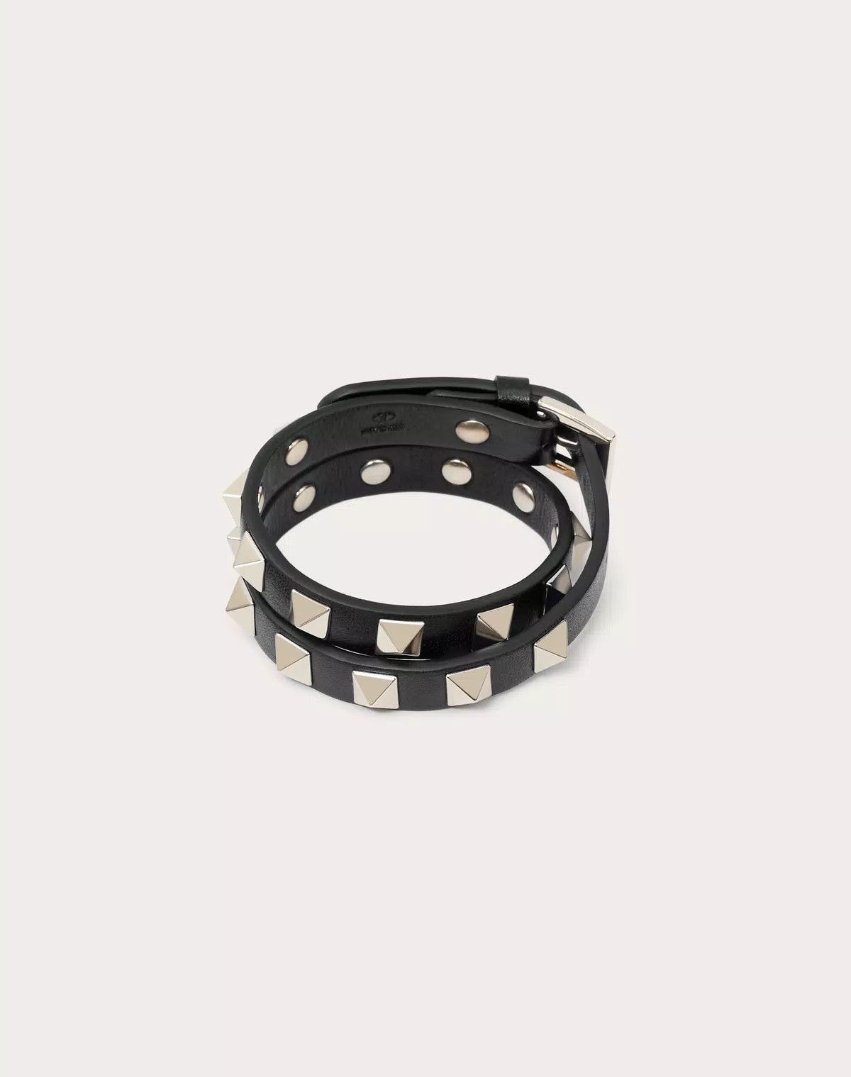 Valentino oc11z0725 Size:OS/Calfskin Double-Strap Bracelet in Black Size ONE SIZE - 3 Thumbnail