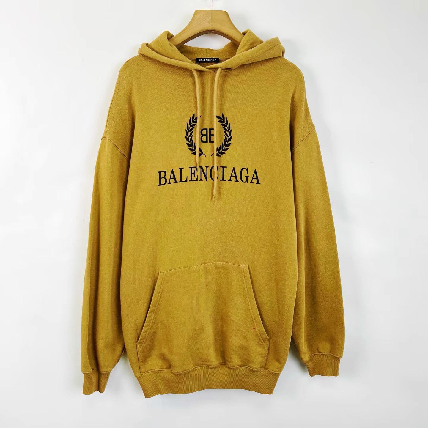 Balenciaga Balenciaga Khaki Wheat Logo Print Hoodie K12 Size US XS / EU 42 / 0 - 1 Thumbnail
