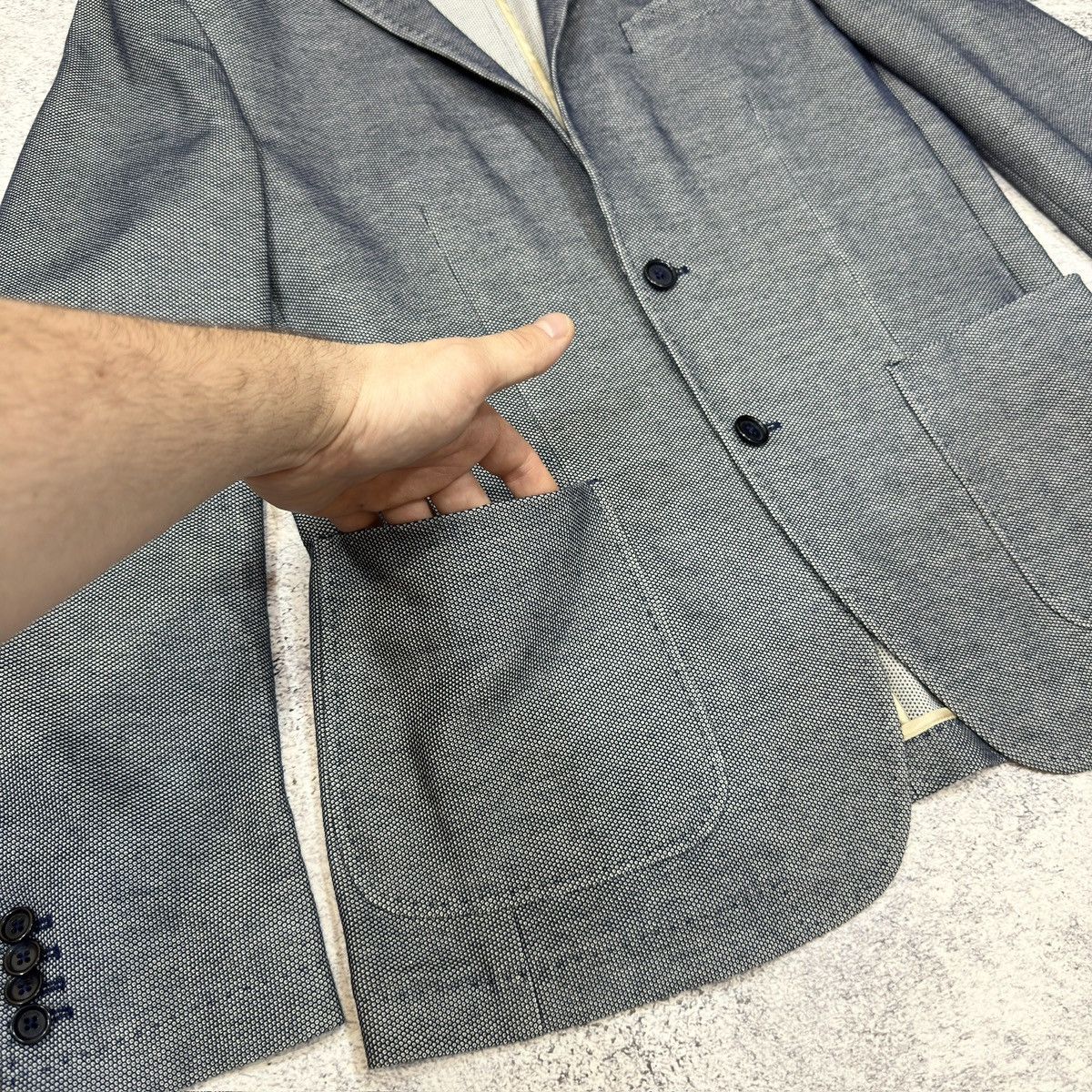 Designer × Paoloni Paoloni Mens Light Blue Jersey Jacket Blazer 52 size Size 52R - 4 Thumbnail