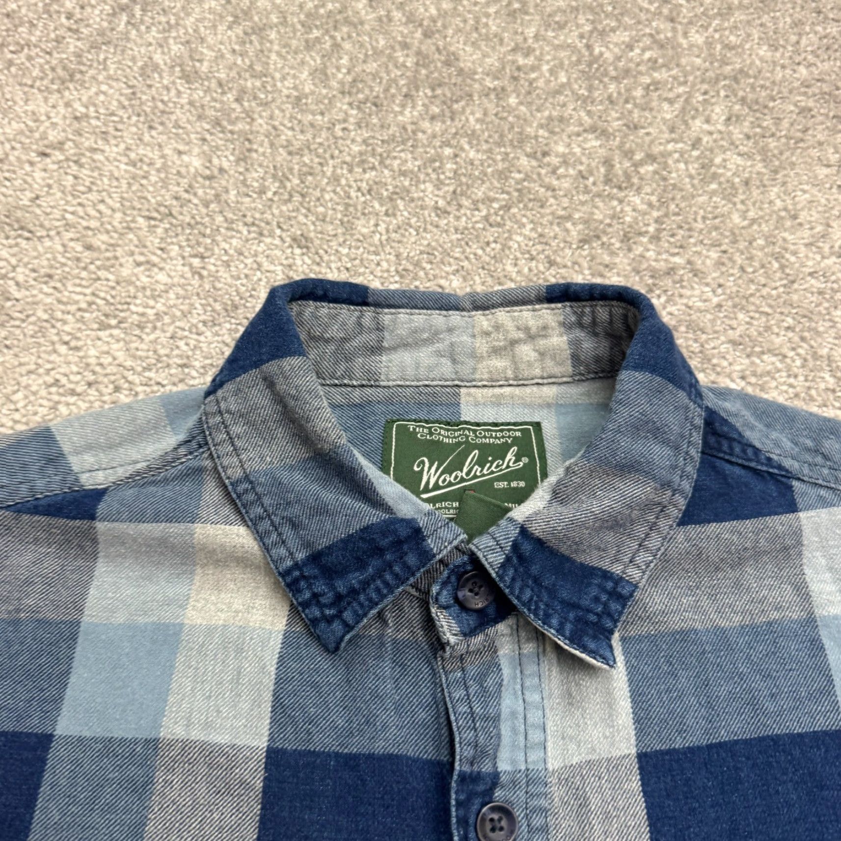 Vintage Woolrich Button-Up Shirt Mens Medium Blue Plaid Casual Linen Cotton Regular STEM-Down? Size US M / EU 48-50 / 2 - 5 Thumbnail