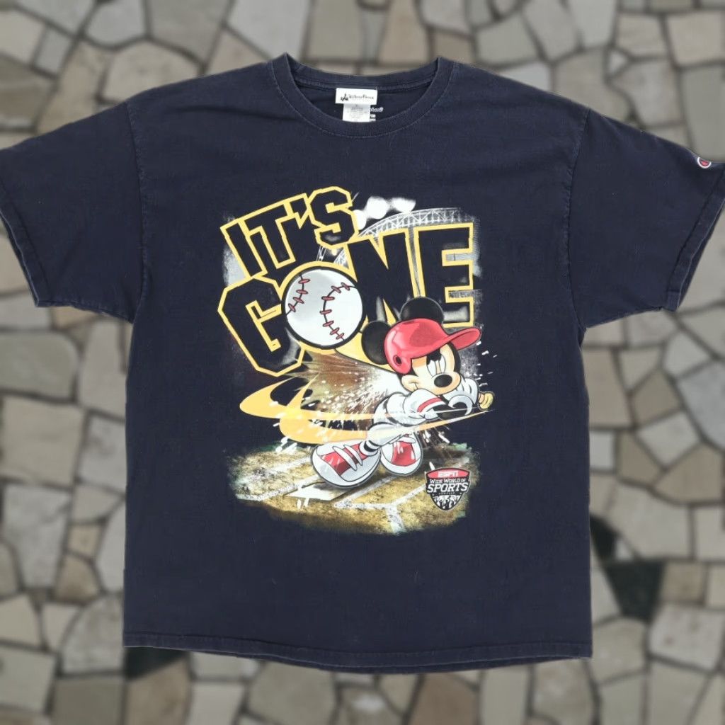 Disney Disney Mickey Mouse Baseball It's Gone Solid T-Shirt Black Men's XL Shirt Mens XL Size US XL / EU 56 / 4 - 1 Thumbnail