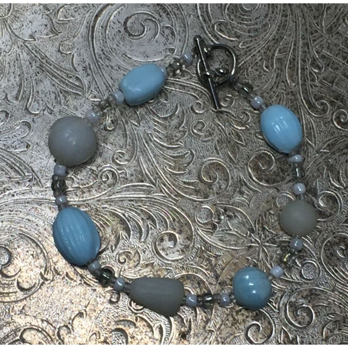 Other Women's Blue, Silver and White Beaded Bracelet with Toggle C Size ONE SIZE - 8 Thumbnail