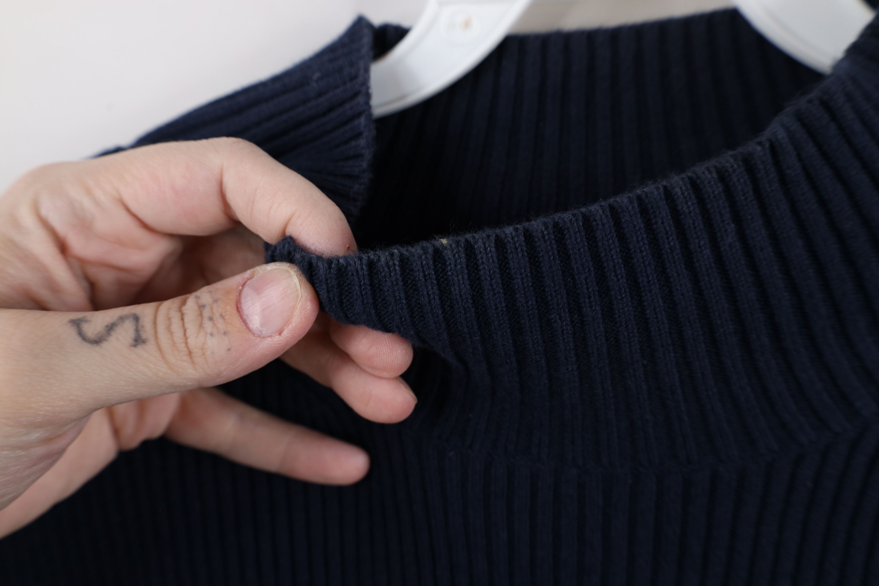 Ralph Lauren × Vintage Vintage 90s Ralph Lauren Ribbed Knit Mock Neck Sweater Blue Size L / US 10 / IT 46 - 7 Thumbnail