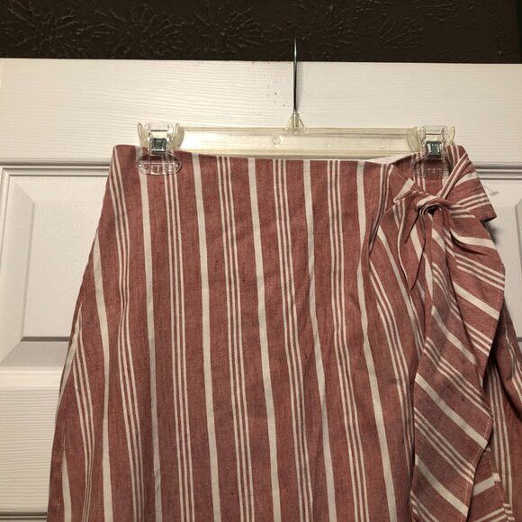 Club Monaco club Monaco women's new stripe linen blend wrap skirt size:2 Size 26" / US 2 / IT 38 - 2 Thumbnail