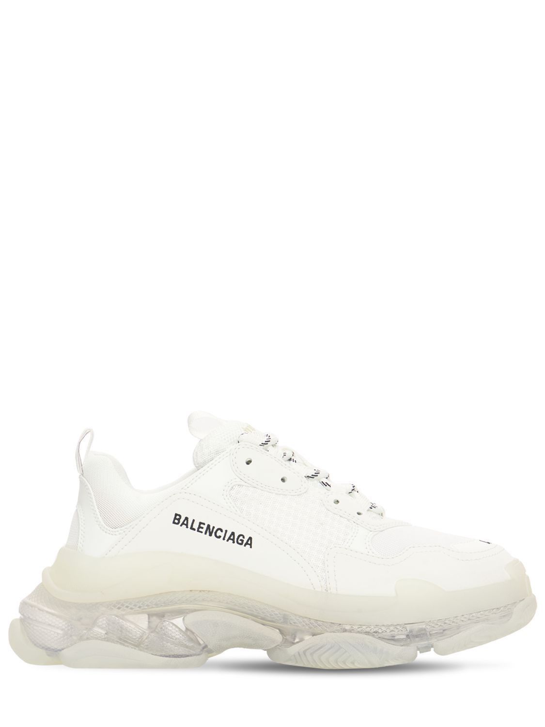 Balenciaga Triple S Women's White Clear Sole Sneakers New