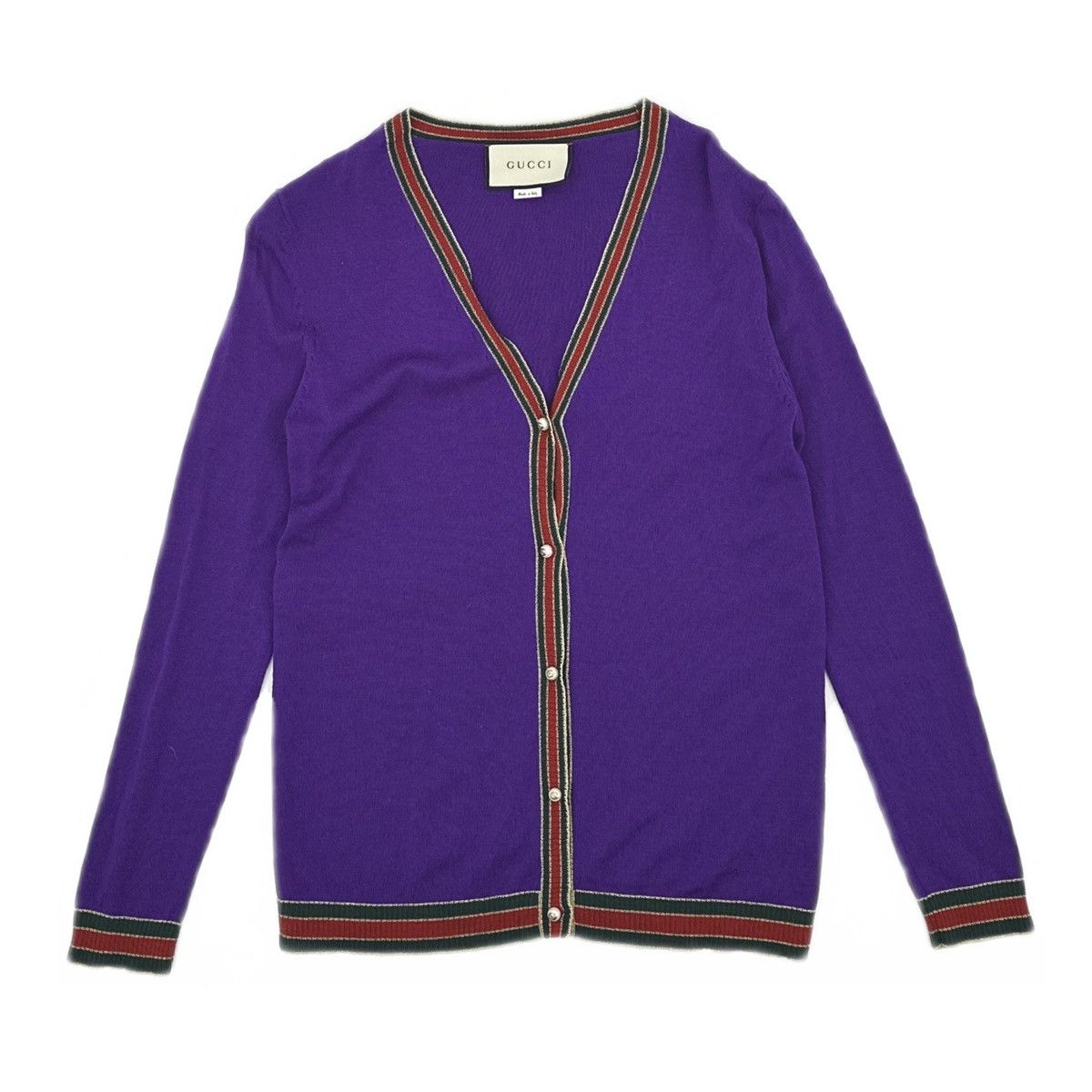 Gucci Gucci striped v-neck long-sleeve cardigan Size L / US 10 / IT 46 - 1 Thumbnail