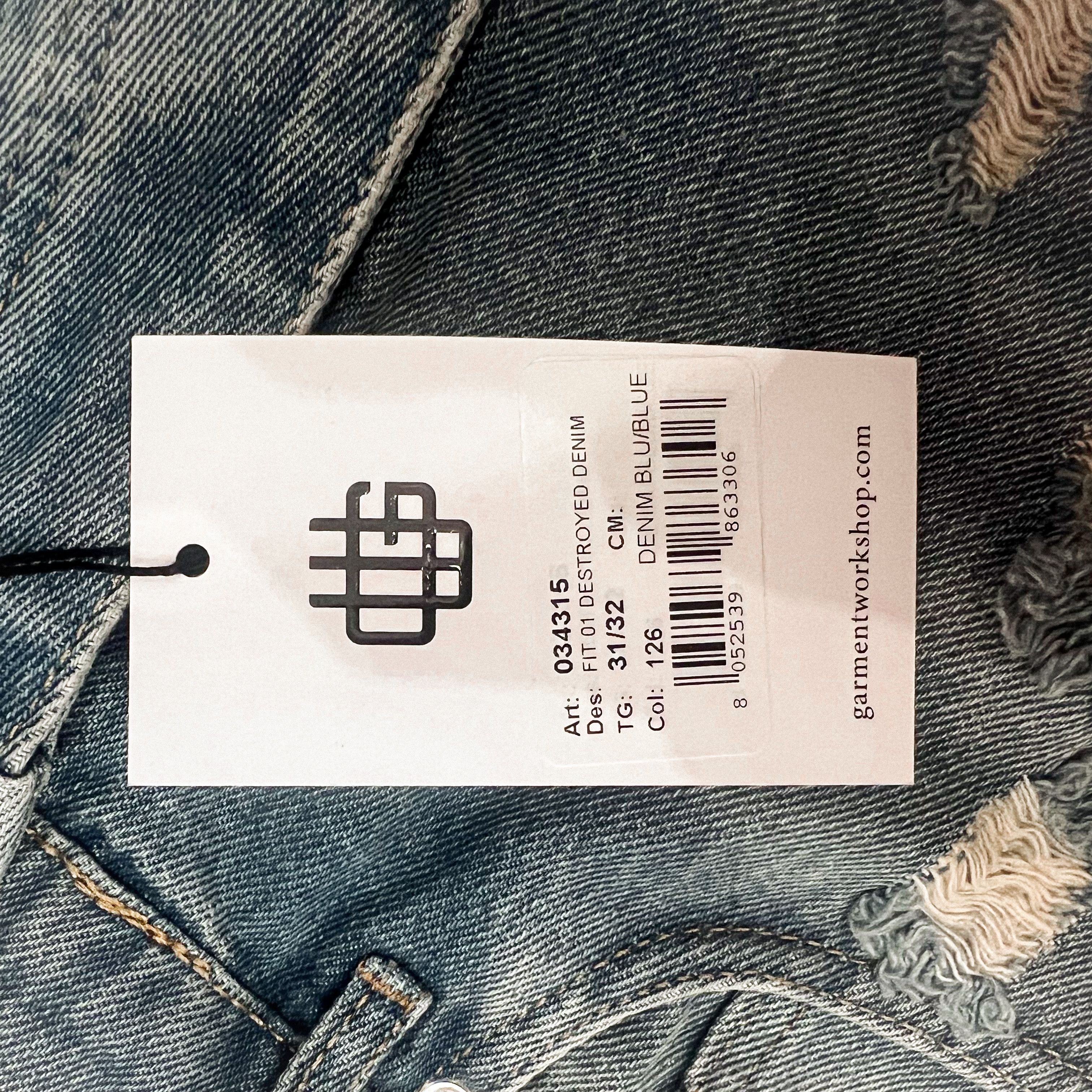 Garment Project Garment Workshop FIT01 Destroyed Blue Denim Size US 31 - 8 Thumbnail