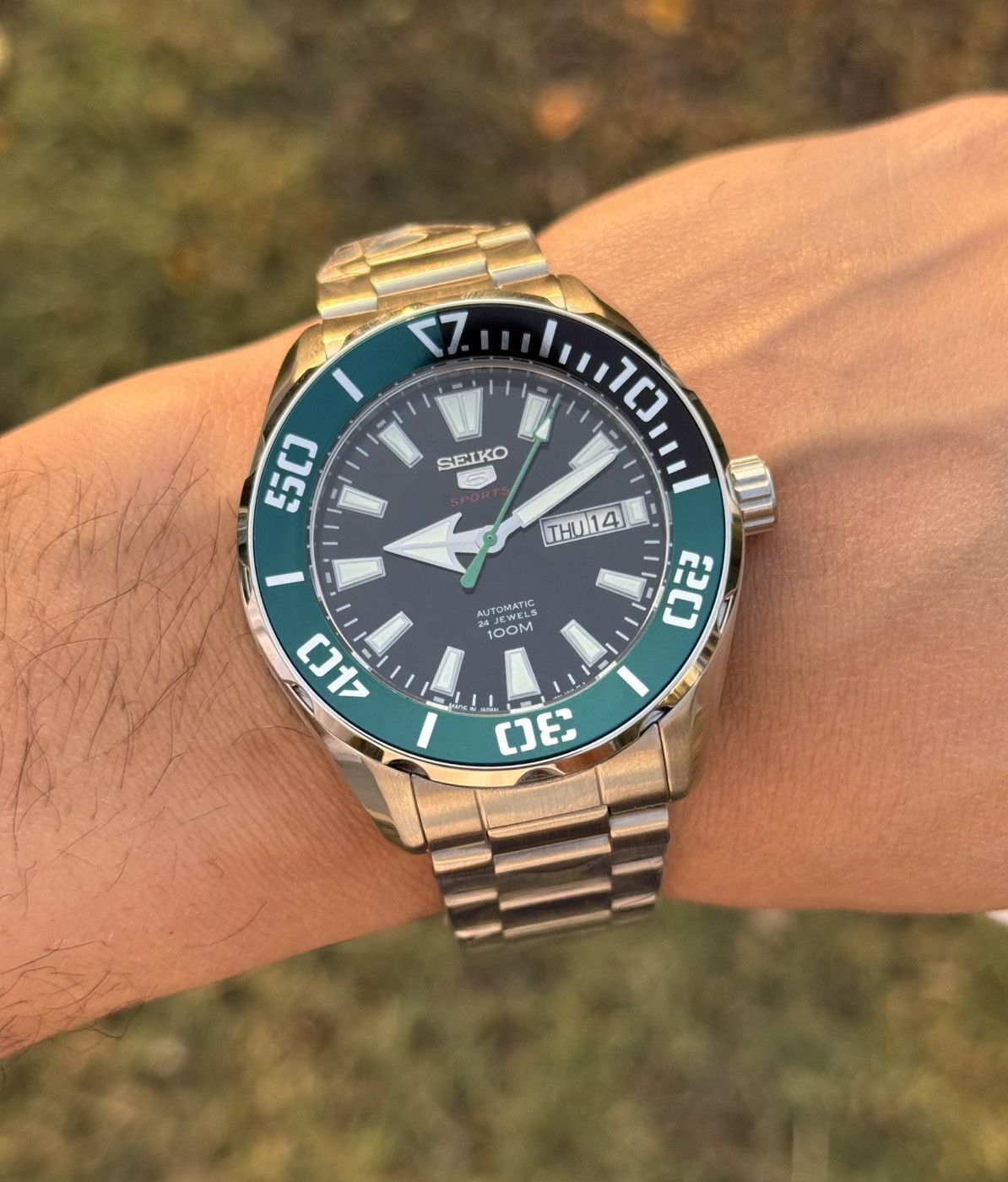 Seiko Seiko 5 Sports MOD – Green Diver Bezel– Automatic men watch Size 38 - 25 Thumbnail