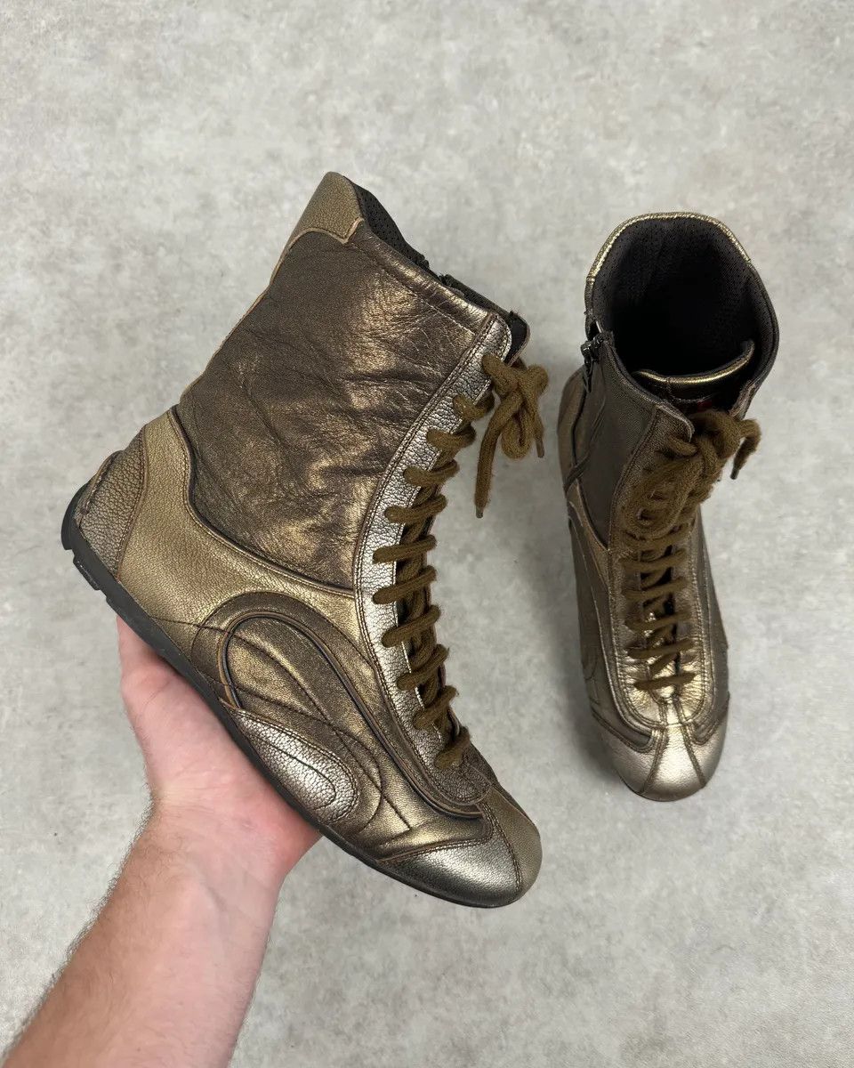 Prada 2000s Prada Golden Boxer Leather Ankle Boots Size US 7 / IT 37 - 1 Thumbnail