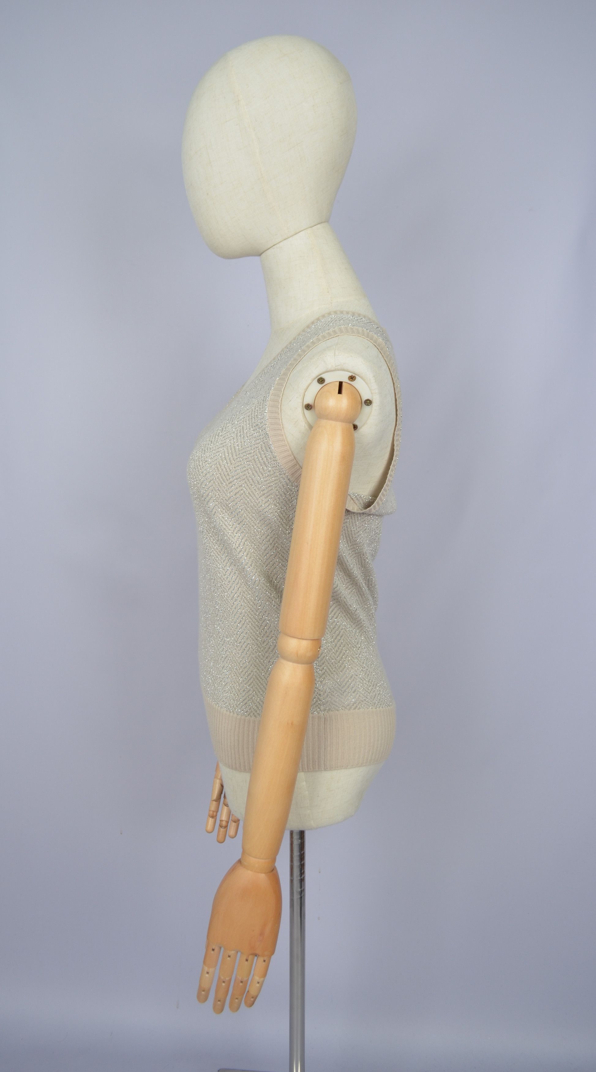 Gucci × Vintage GUCCI Beige & Silver Wool Vest Tank Top Sleeveless RARE Size S / US 4 / IT 40 - 5 Thumbnail