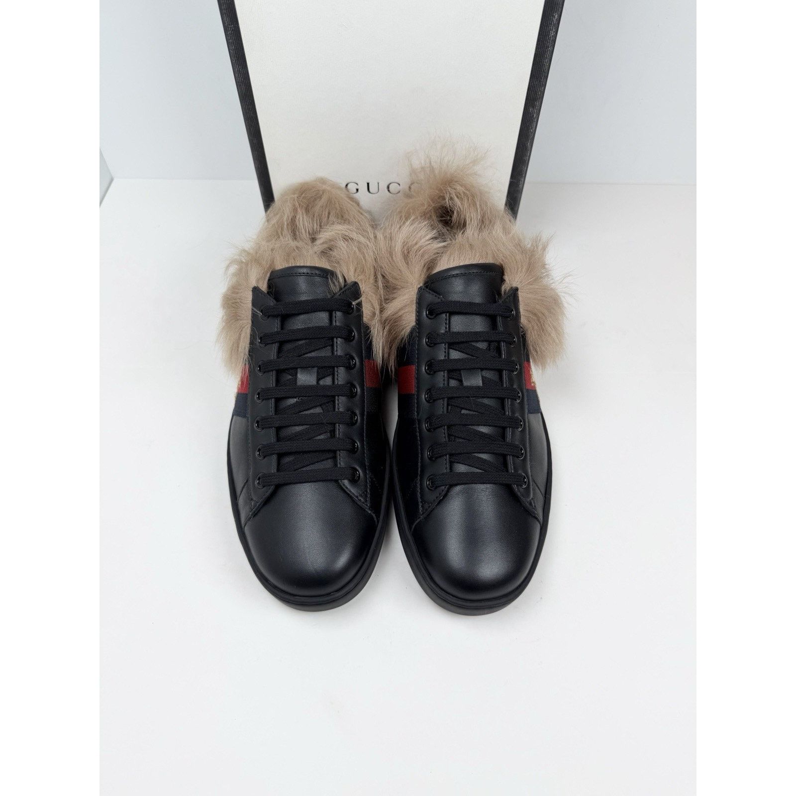 Gucci Size 11US - Gucci Ace Web Embroidered Fur/Leather NEW Size US 11 / EU 44 - 3 Thumbnail