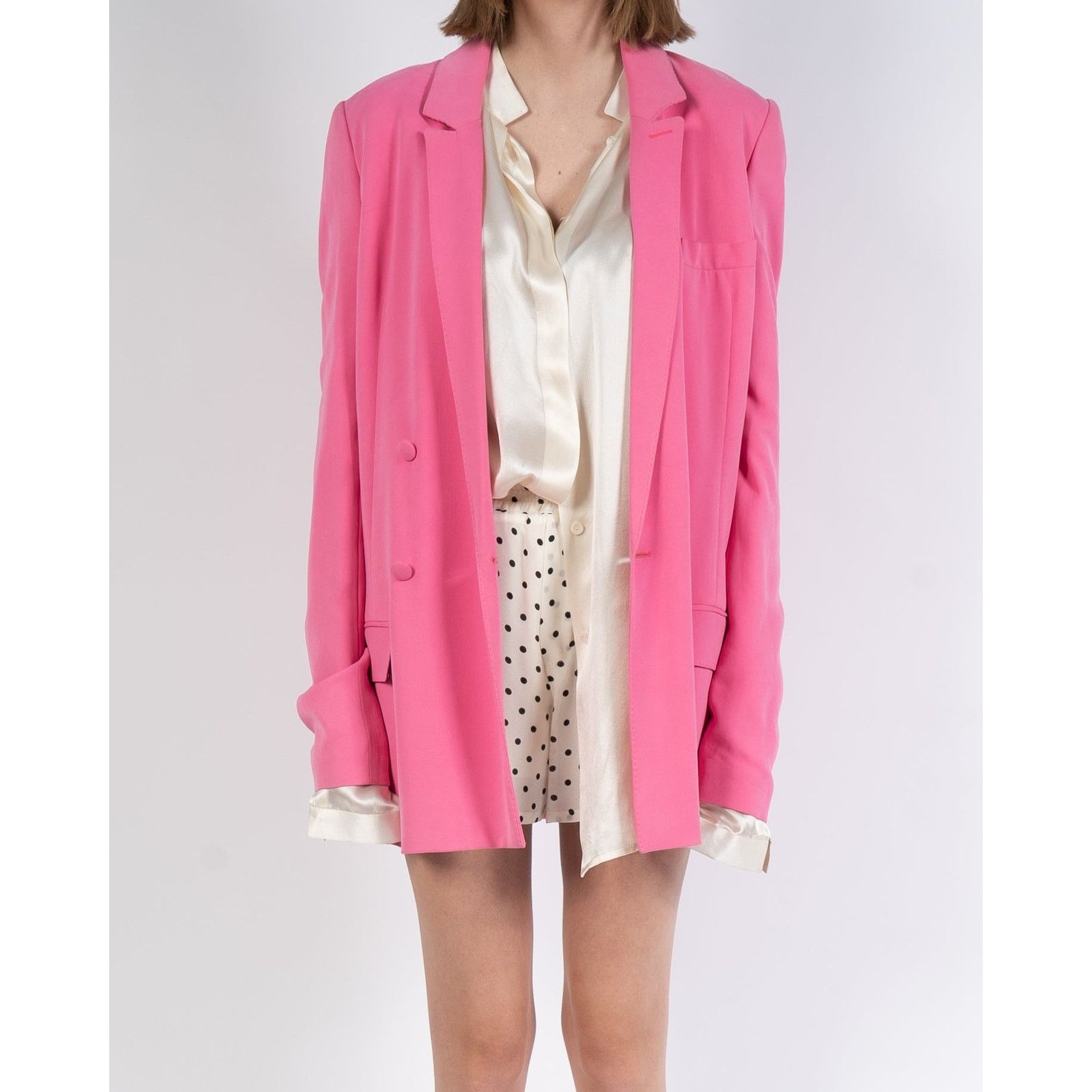 Haider Ackermann SS19 Double Breasted Blazer in Pink Viscose Size S / US 4 / IT 40 - 4 Thumbnail