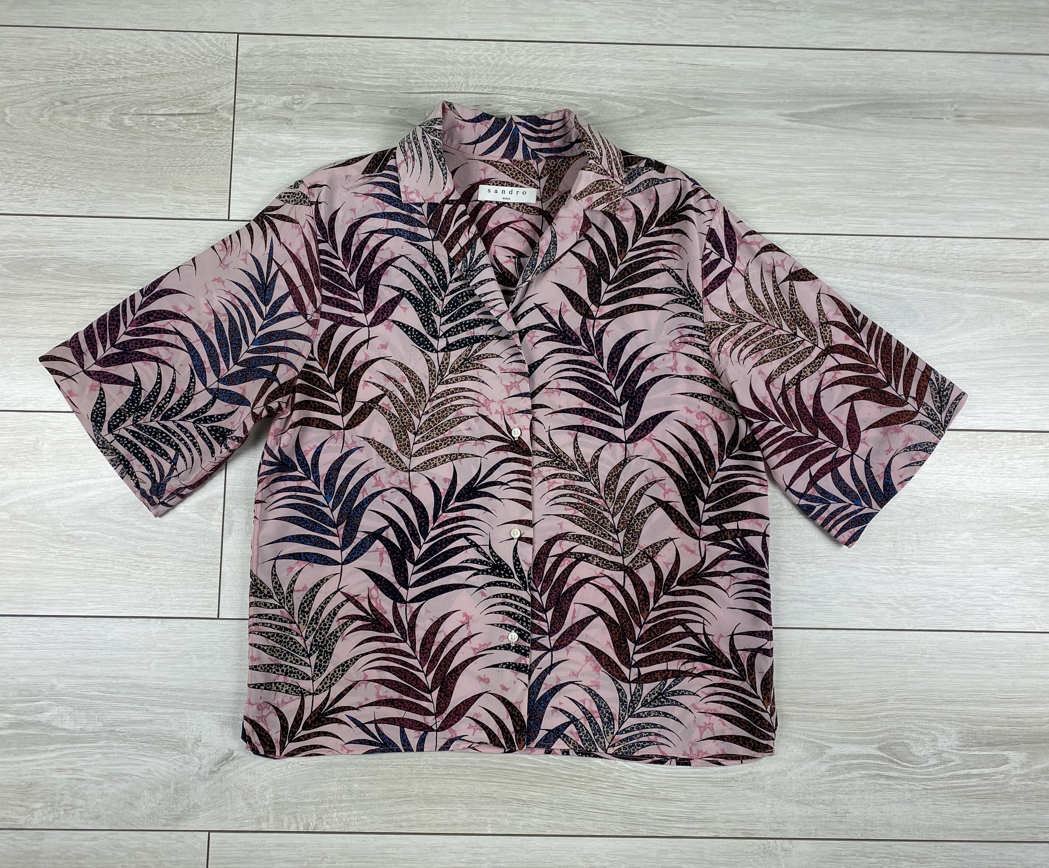 Designer × Sandro Sandro Liliane Botanical-Print Silk Top blouse shirt Size M / US 6-8 / IT 42-44 - 1 Thumbnail
