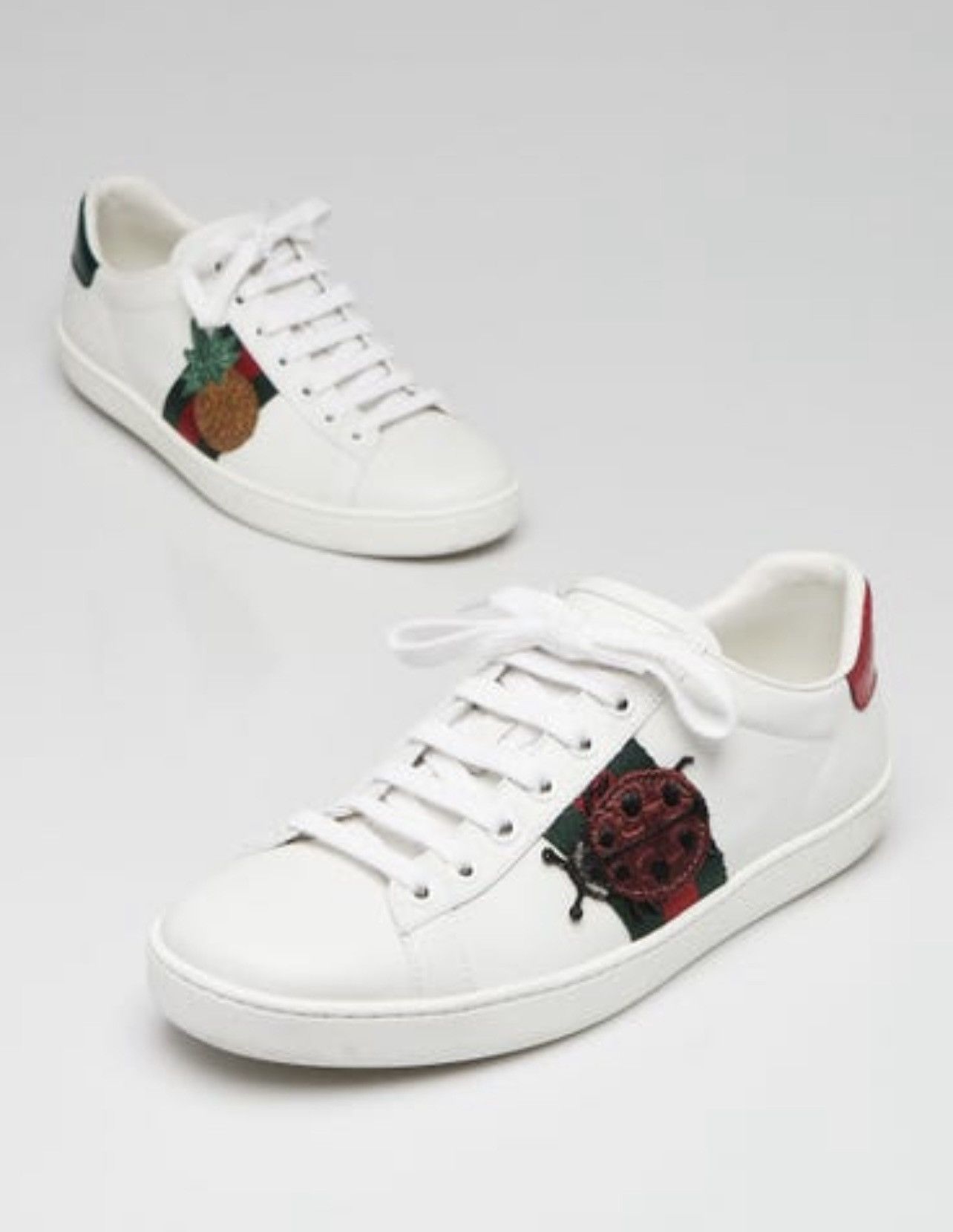 Gucci Gucci Ace Pineapple Ladybug Embroidered Leather Sneakers Size US 6.5 / IT 36.5 - 1 Thumbnail