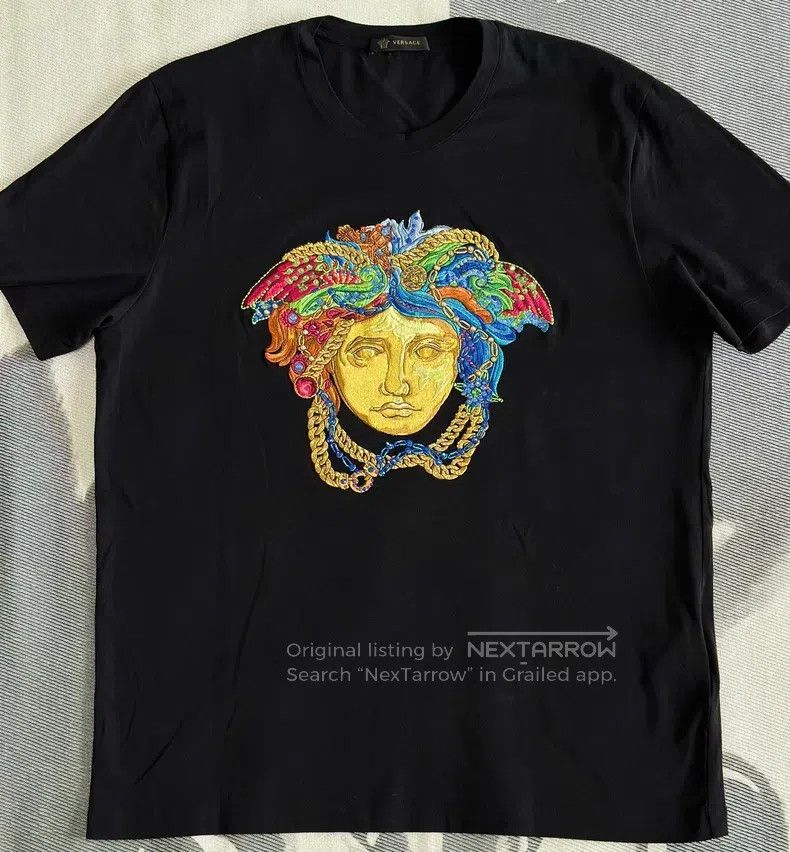 Versace Versace Embroidered diamond-encrusted T-shirt Size US XL / EU 56 / 4 - 1 Thumbnail