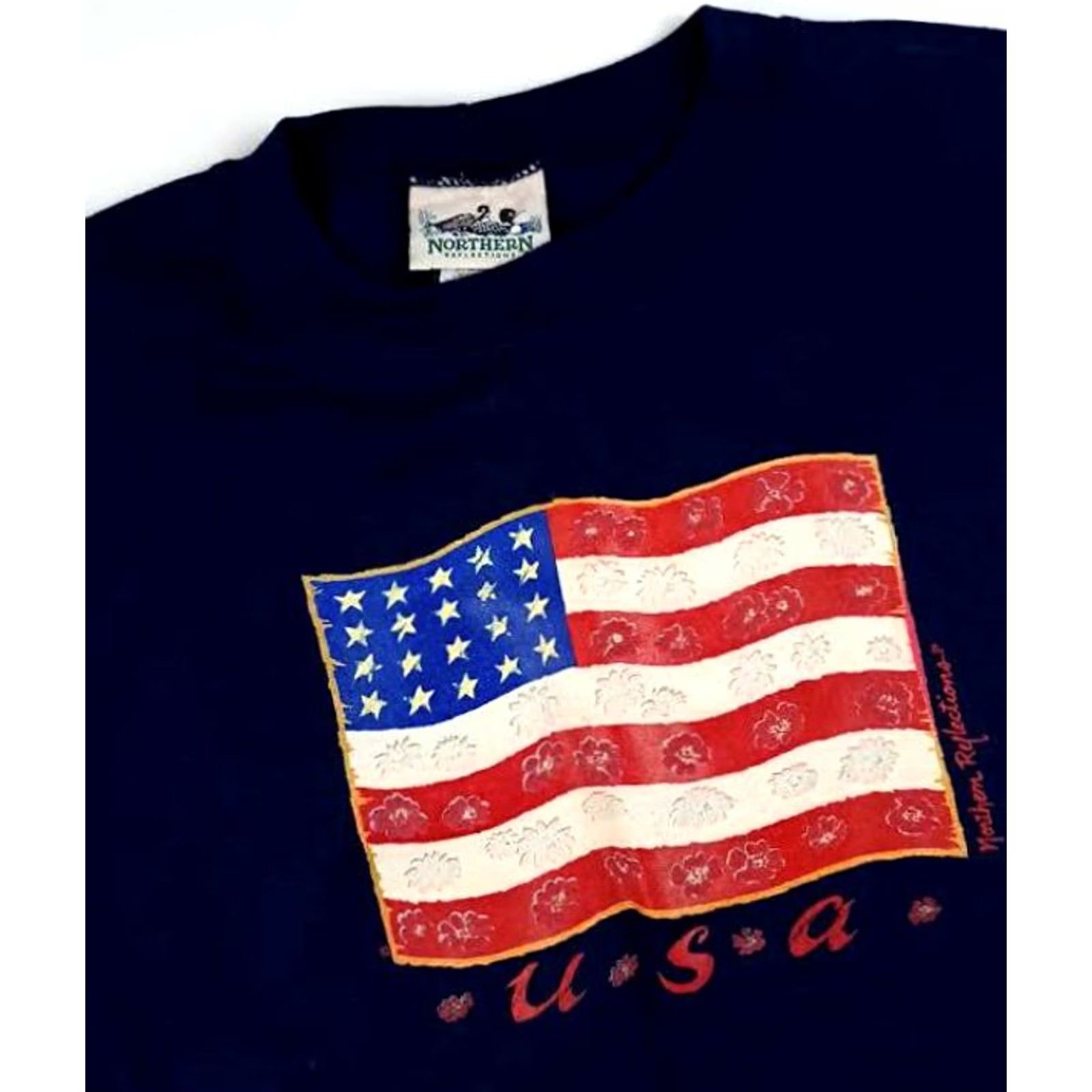 Northern Reflections Northern Reflections USA Flag Puffy Print Navy Sweatshirt L Men Regular Pullover Blue Canvas All Seasons Size US L / EU 52-54 / 3 - 3 Thumbnail