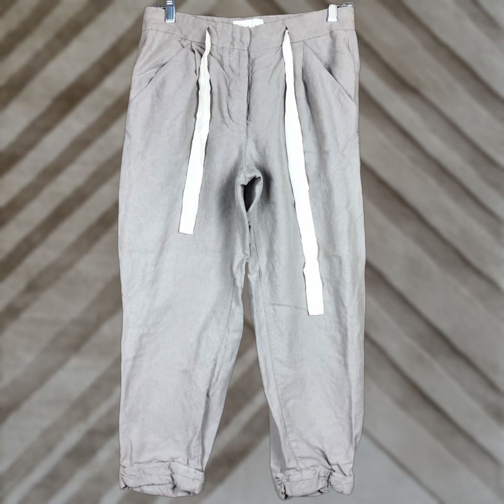 Aritzia Wilfred Womens Pants Ashen Ankle Crepe Drawstring Allant Linen Jogger 4