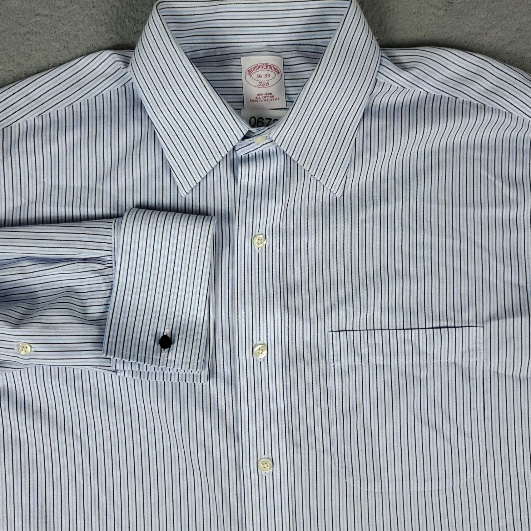 Brooks Brothers Brooks Brothers Shirt Mens 16 Blue Striped French Cuff Dress Button Up Size 42R - 2 Thumbnail