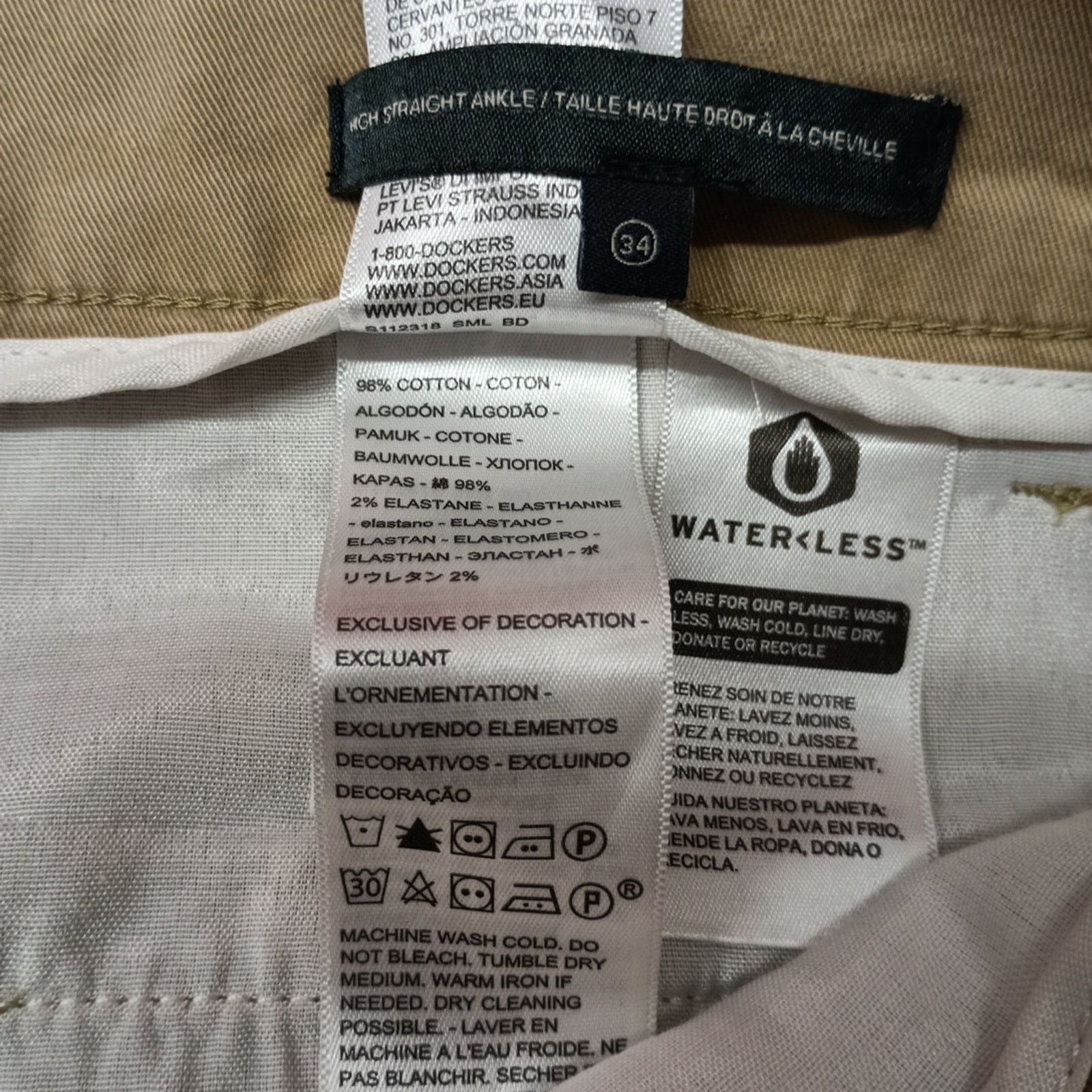 Dockers Dockers Weekend Chino High Straight Ankle 34R Khaki 27" Ins Size US 34 / EU 50 - 5 Thumbnail