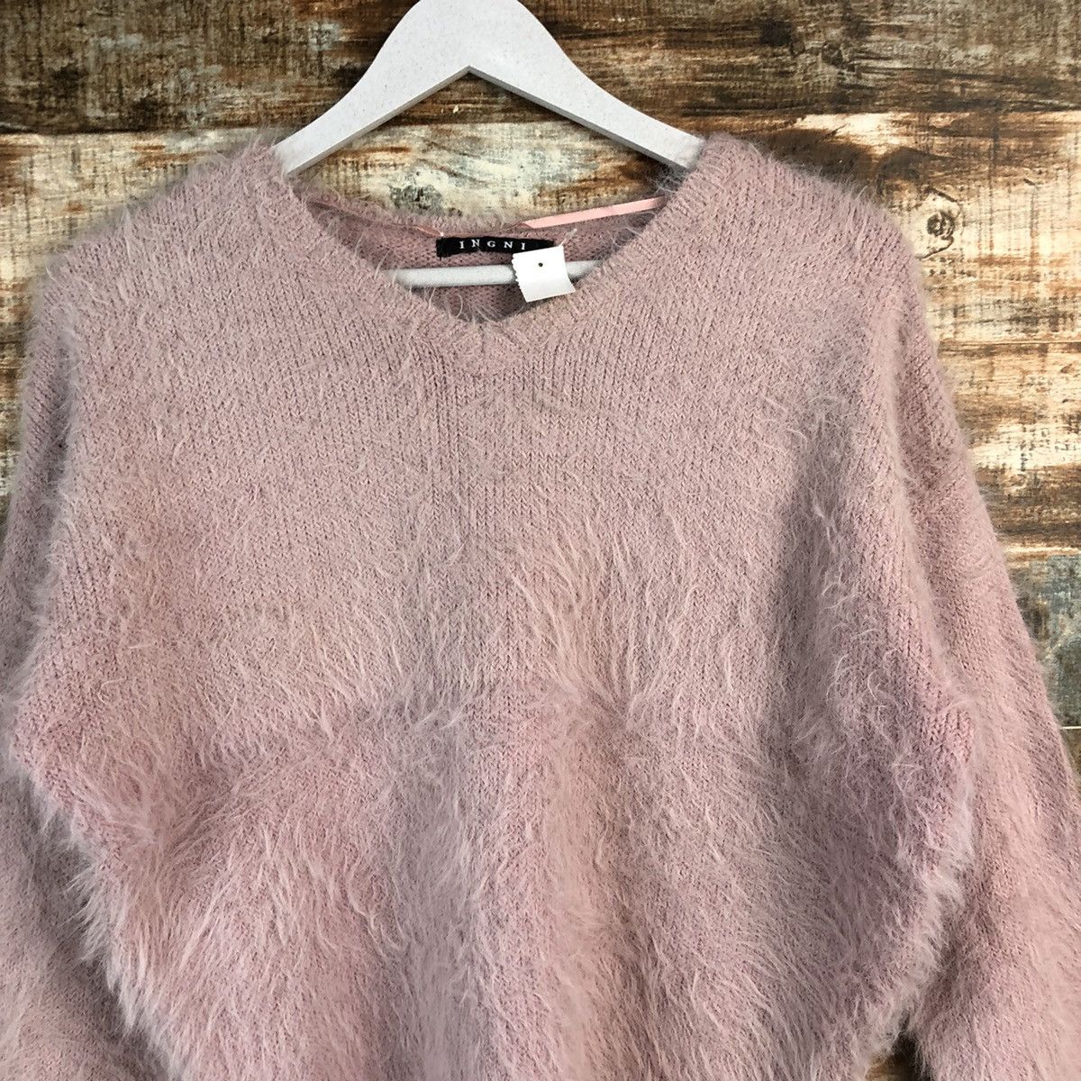 Homespun Knitwear DLL Ingni Pink Mohair shaggy fur Knitwear #C234 Size S / US 4 / IT 40 - 5 Thumbnail