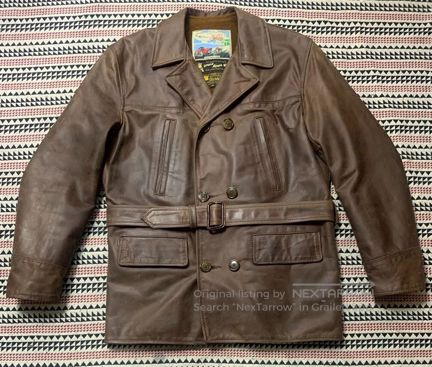 Aero Leathers brown leather AERO coat with belt. Size US M / EU 48-50 / 2 - 1 Thumbnail
