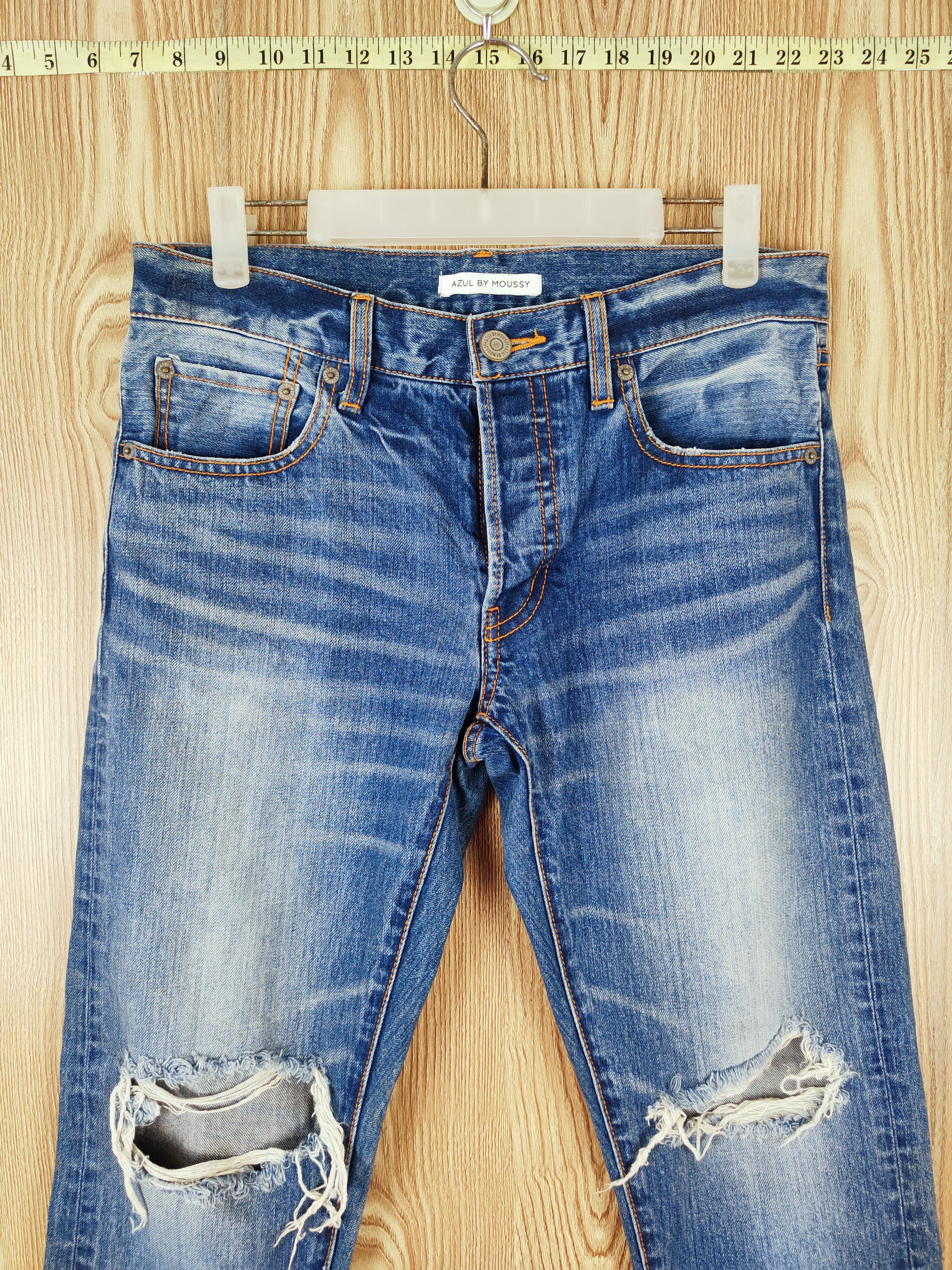 MOUSSY × Vintage Vintage 💥 Azul by Moussy Blue Distressed Ripped Jeans Size 32" / US 10 / IT 46 - 2 Thumbnail