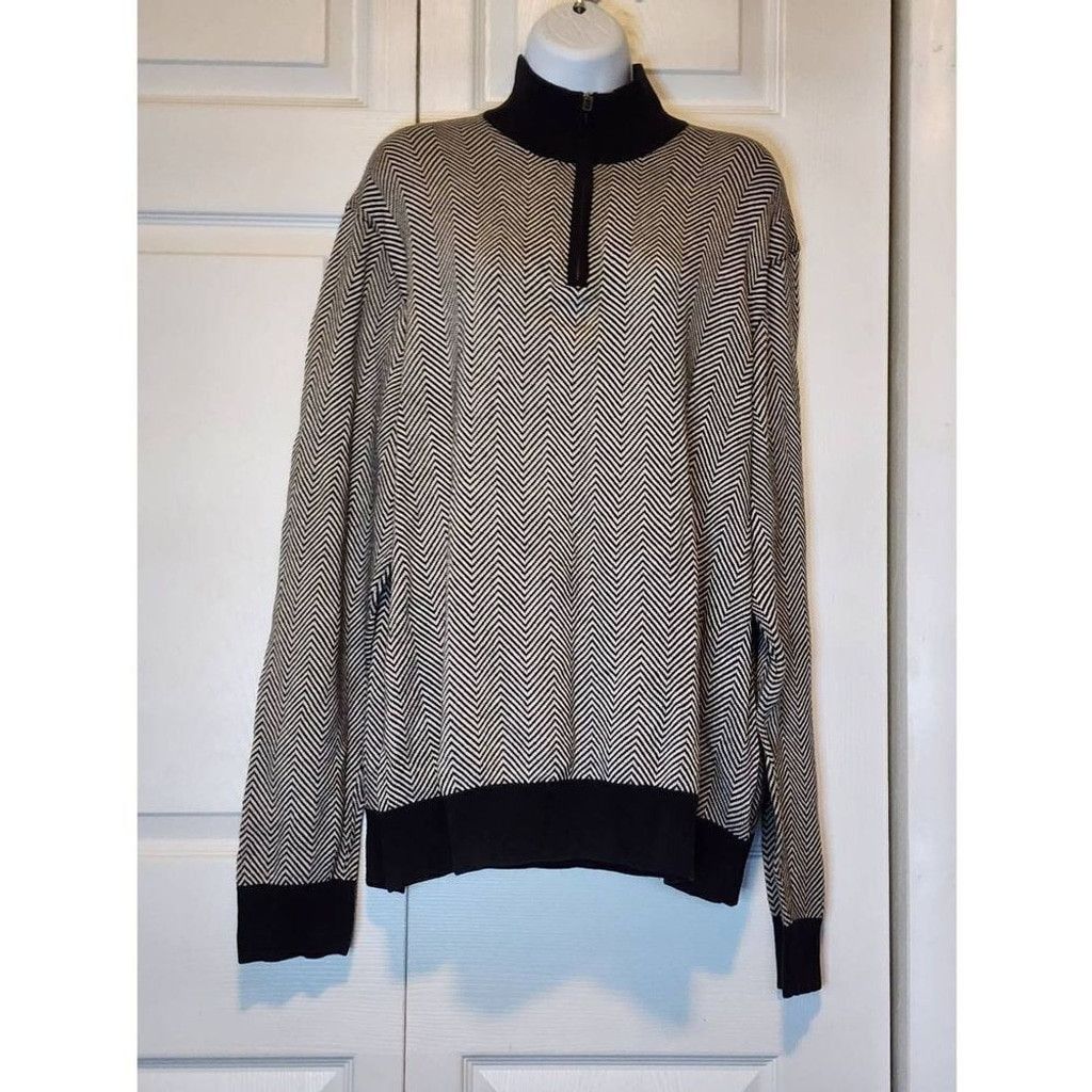 Michael Kors Michael Kors Tan and Black 1/4 Zip Pullover Size US XL / EU 56 / 4 - 2 Thumbnail