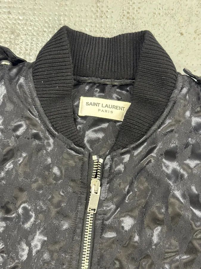 Saint Laurent Paris FW2016 Saint Laurent Black Bomber Nylon Leopard Print Jacket Size XS / US 0-2 / IT 36-38 - 11 Thumbnail
