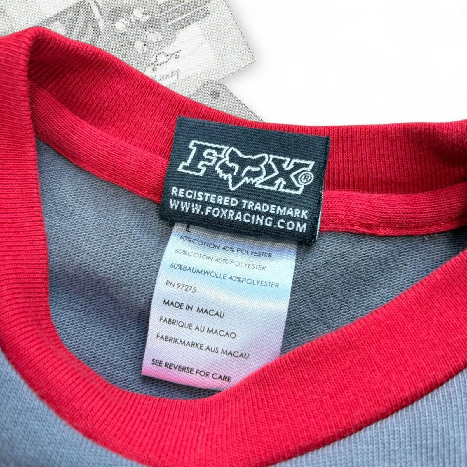 Fox Racing Vintage Y2K Red / Gray Striped Fox Graphic Long sleeve Tee Size XS / US 0-2 / IT 36-38 - 3 Thumbnail