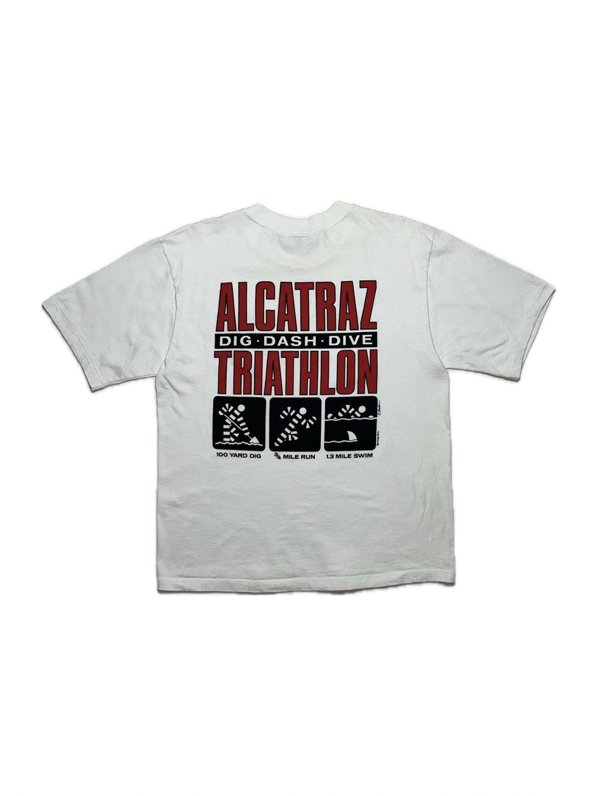 Vintage Vintage 90’s Alcatraz Triathlon single snitch heavy boxy tee Size US M / EU 48-50 / 2 - 1 Thumbnail