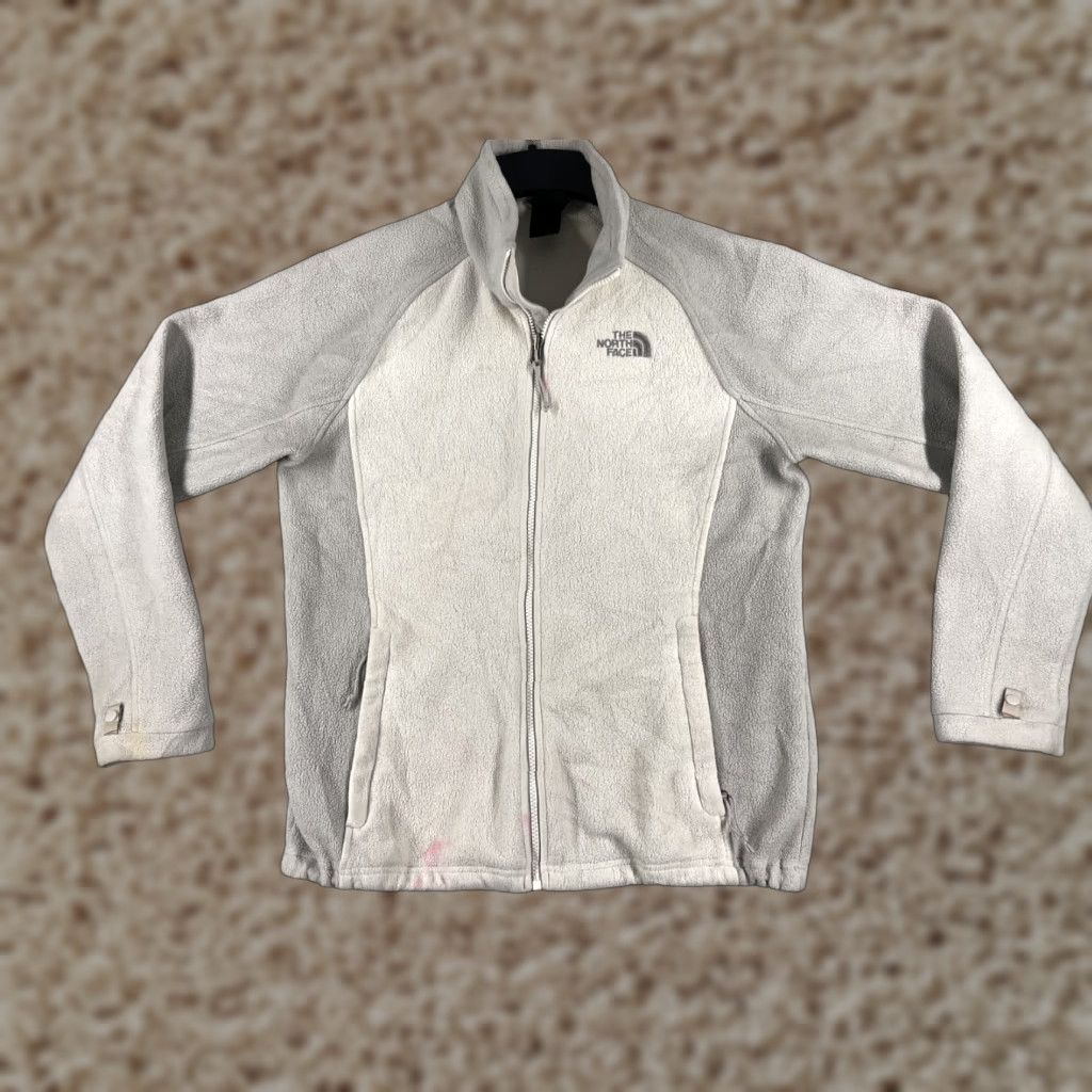 The North Face The North Face Jacket Women Large Beige Gray Full Zip Mock Neck Polyester Fleece Size L / US 10 / IT 46 - 1 Thumbnail