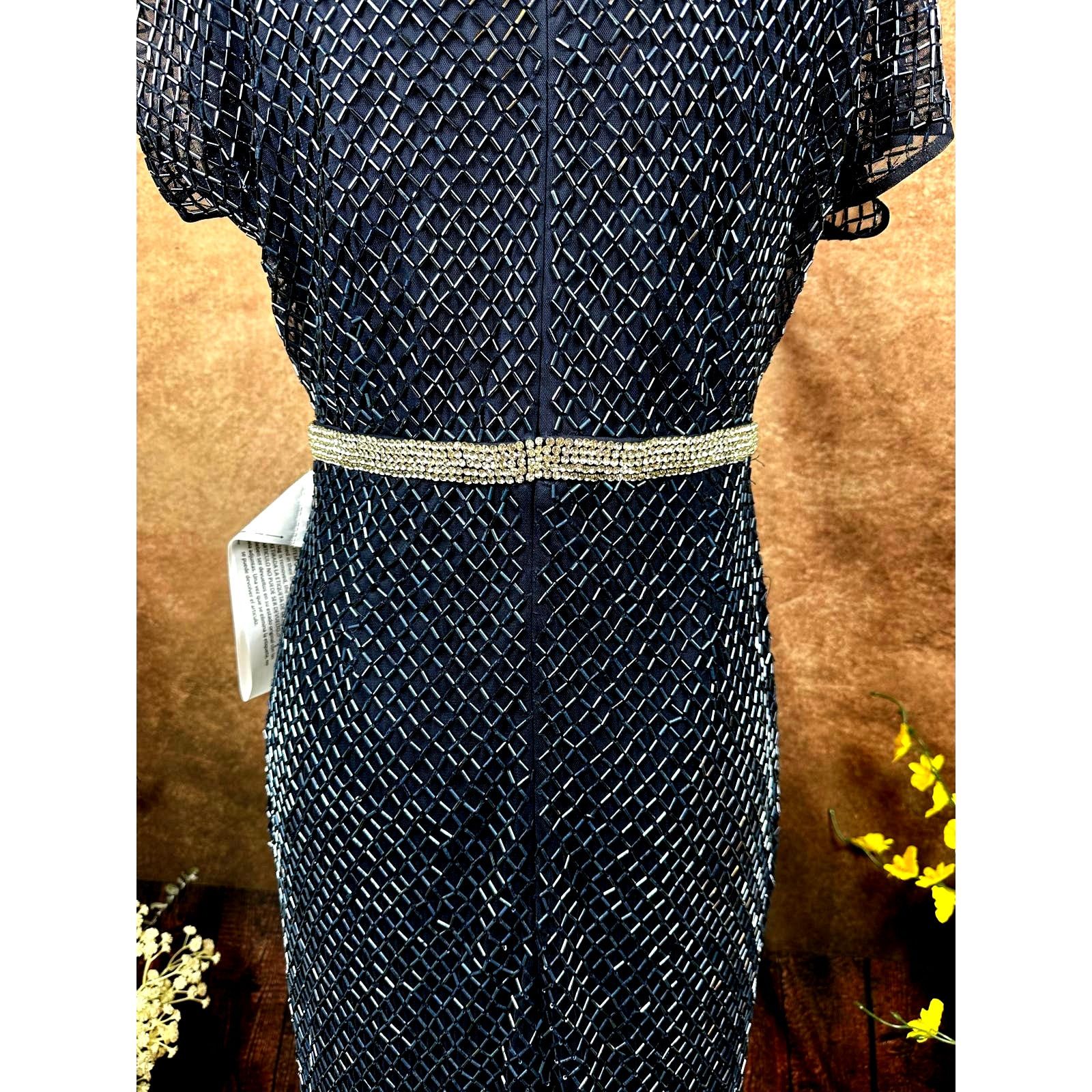 Other Mac Duggal Beaded Butterfly Sleeve Column Gown Midnight 8 Size M / US 6-8 / IT 42-44 - 15 Thumbnail